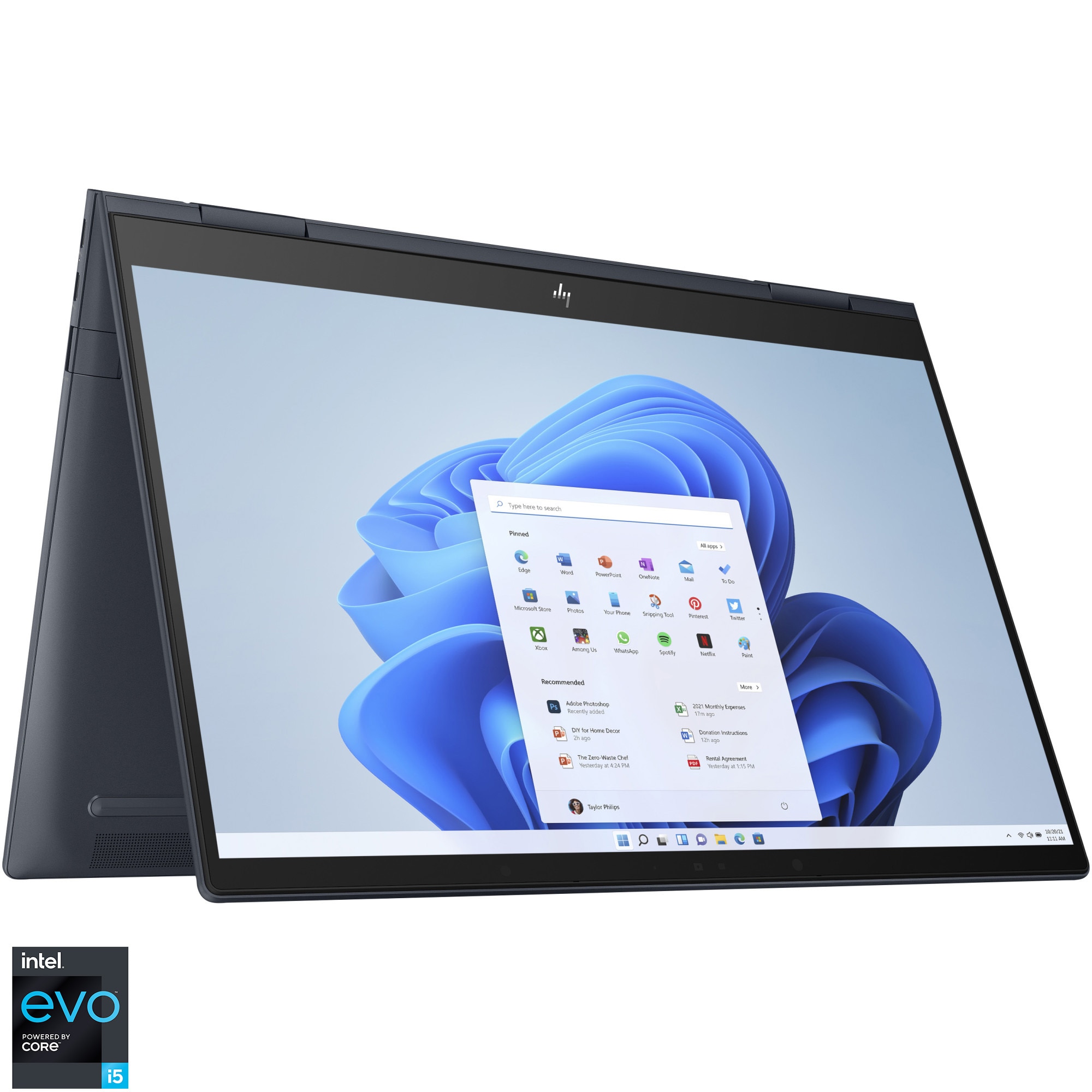 Fotografie Laptop ultraportabil HP ENVY x360 13-bf0022nn cu procesor Intel® Core™ i5-1230U pana la 4.40 GHz, 13.3", Touch, WUXGA, IPS, 8GB, 512GB SSD, Intel® Iris® Xe Graphics, Windows 11 Home, Space Blue
