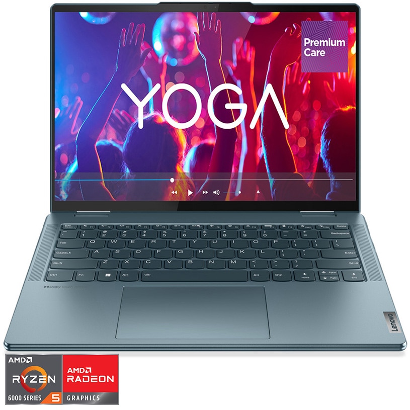 Fotografie Laptop ultraportabil Lenovo Yoga 7 14ARB7 cu procesor AMD Ryzen™ 5 6600U pana la 4.50 GHz, 14", 2.2K, IPS, 16GB, 512GB SSD, AMD Radeon 660M Graphics, Windows 11 Home, Stone Blue, 3y on-site, Premium Care