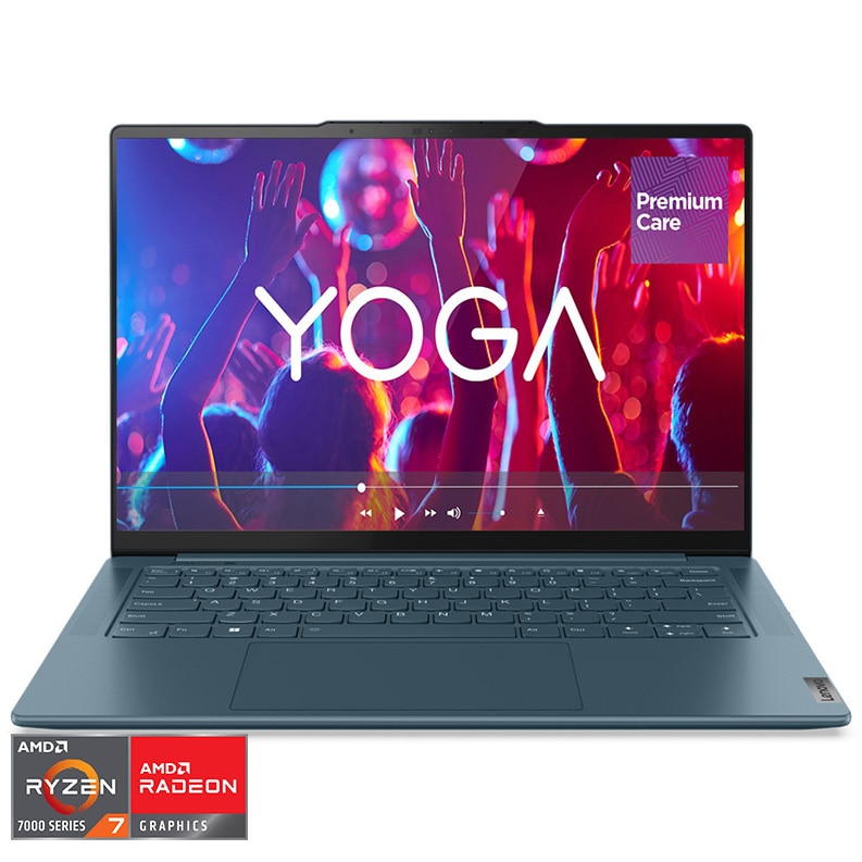 Fotografie Laptop ultraportabil Lenovo Yoga Pro 7 14ARP8 cu procesor AMD Ryzen™ 7 7735HS pana la 4.75 GHz, 14.5", 2.5K, IPS, 16GB, 1TB SSD, AMD Radeon™ 680M, No OS, Tidal Teal, 3y on-site Premium Care