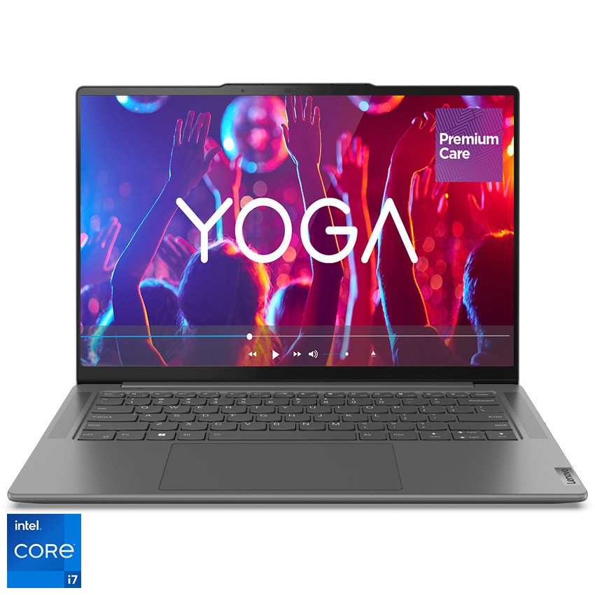 Fotografie Laptop ultraportabil Lenovo Yoga Pro 7 14IRH8 cu procesor Intel® Core™ i7-13700H pana la 5.0 GHz, 14.5", 3K, IPS, 120Hz, 16GB, 512GB SSD, NVIDIA® GeForce RTX™ 3050 6GB GDDR6 , No OS, Storm Grey, 3y on-site Premium Care