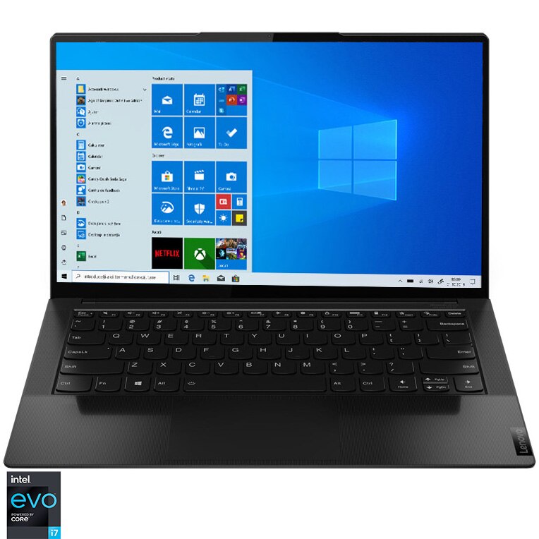 Fotografie Laptop ultraportabil Lenovo Yoga Slim 9 14ITL5 cu procesor Intel Core i7-1165G7 pana la 4.70 GHz, 14",UHD, IPS, 16GB, 1TB SSD, Integrated Intel Iris Xe Graphics, Windows 10 Home, Shadow Black