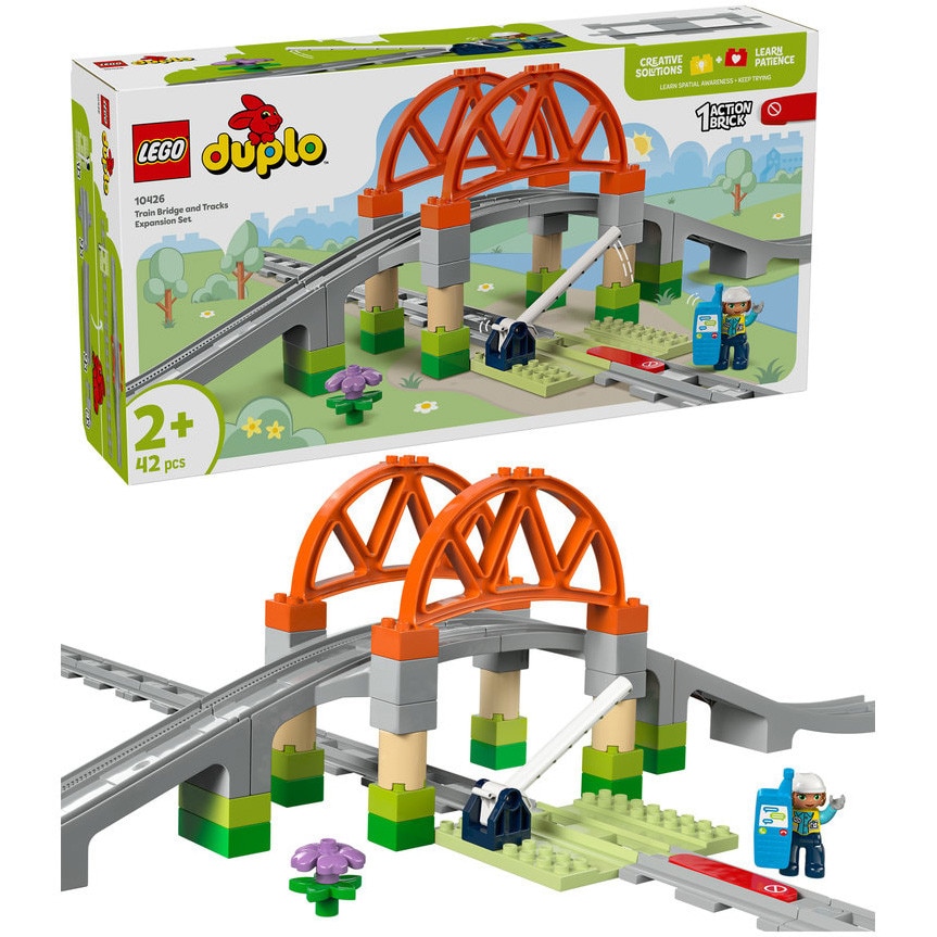 Fotografie LEGO® DUPLO - Set de extindere Pod si sine de cale ferata 10426, 42 piese