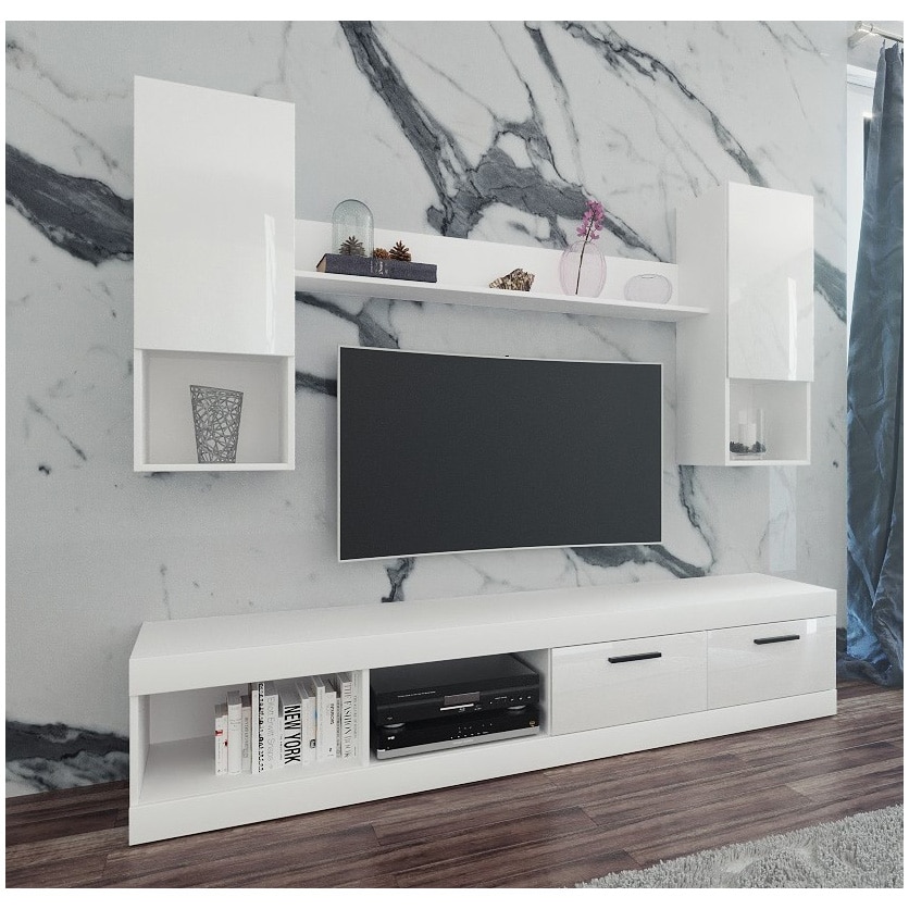 Fotografie Living/Biblioteca Irim Pascale, 200x38.5x171 cm, Alb, fronturi MDF