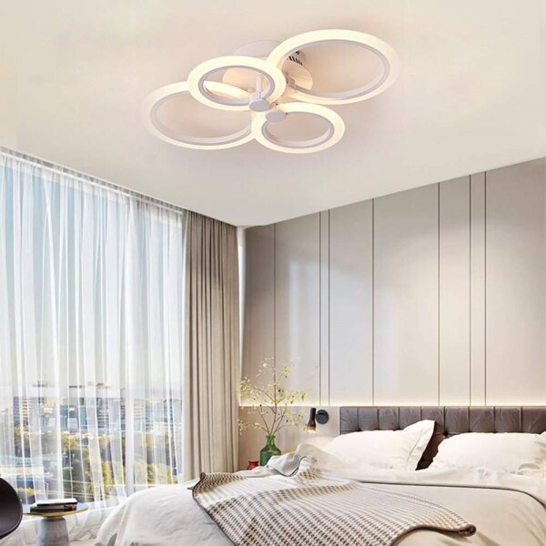 Fotografie Lustra LED integrat SLC Selino Concept Rondo 2+2, 36-72W, cu aplicatie telefon, telecomanda, lumina calda/neutra/rece, intensitate reglabila, 56 cm, Alb, clasa energetica G