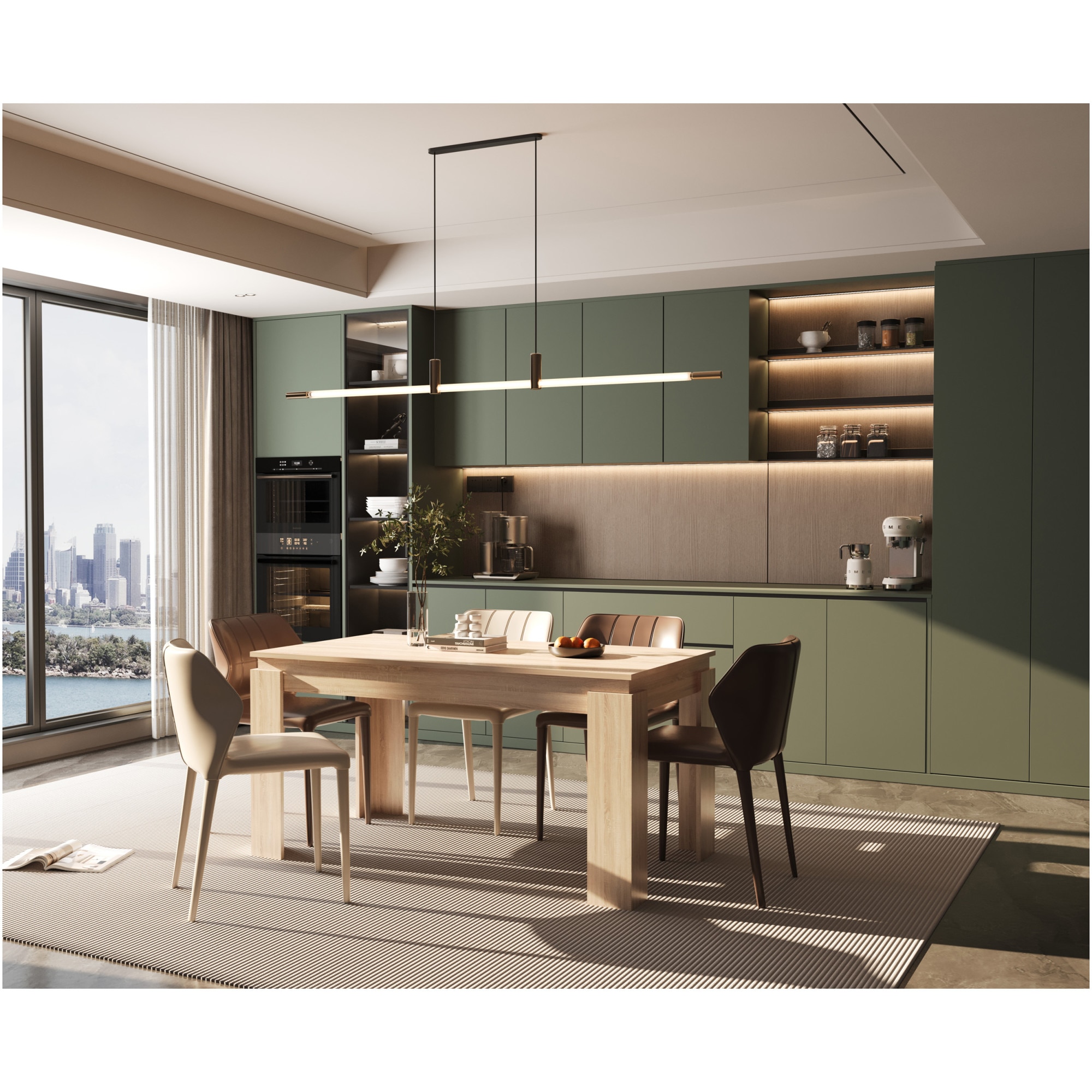 Fotografie Masa dining Asaro Vike, 150x90x75 cm, culoare sonoma