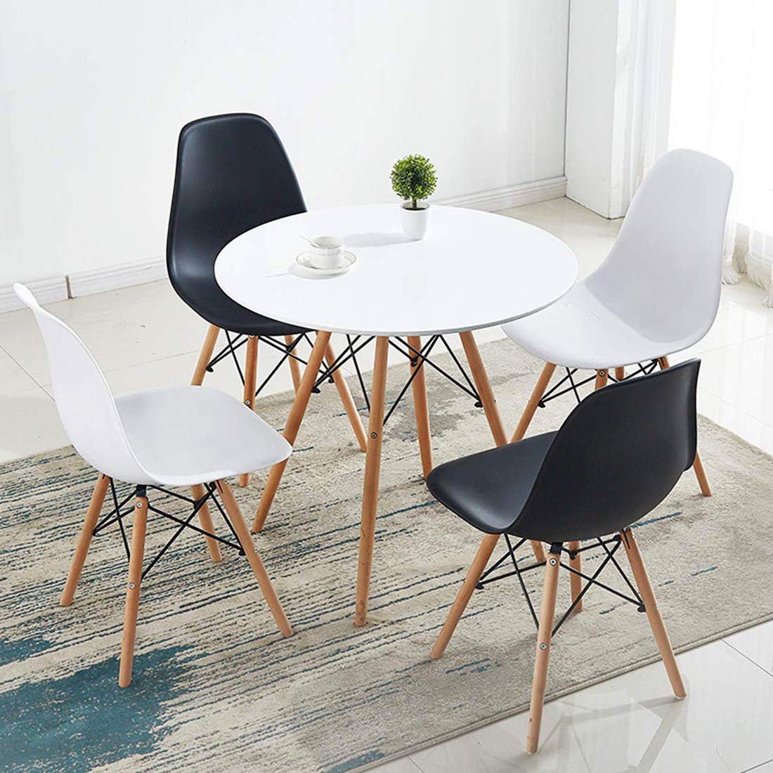 Fotografie Masa dining / bucatarie Kring Kai, blat rotund, 80x72 cm, lemn/MDF, Alb
