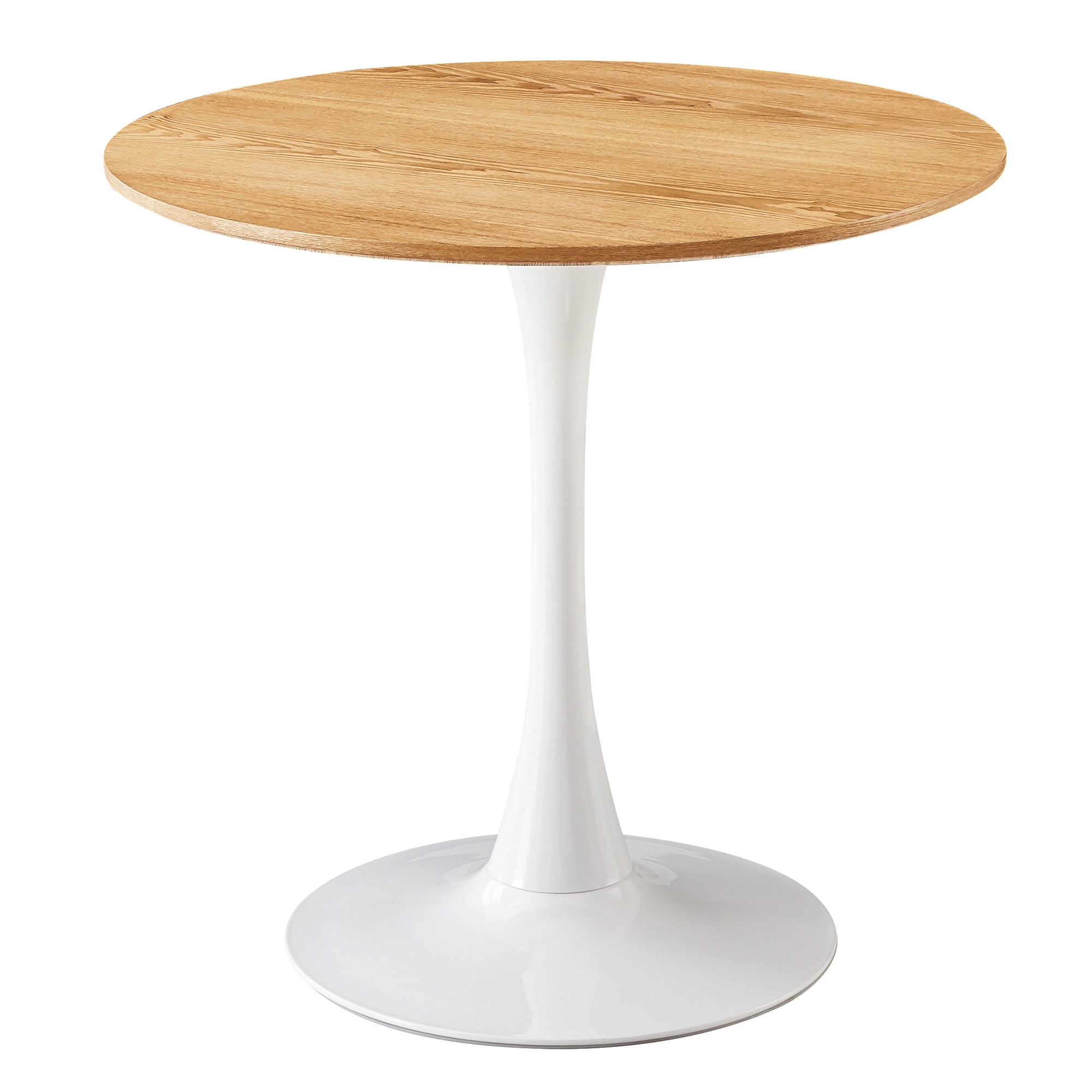 Fotografie Masa dining/bucatarie Kring Swan, rotunda, cu piedestal, blat MDF / baza metal, 100x73 cm, Alb / Stejar