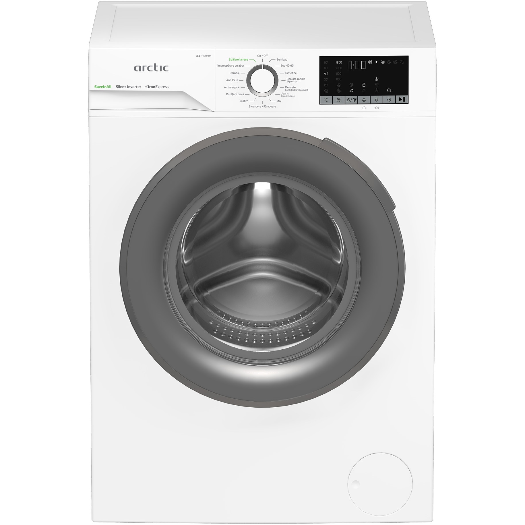 Fotografie Masina de spalat rufe Arctic APLM2WFSU27211W, 7 Kg, 1200 RPM, Clasa A, Motor Silent Inverter, ExtraSteam, Steam, Child Lock, Add-In, Alb
