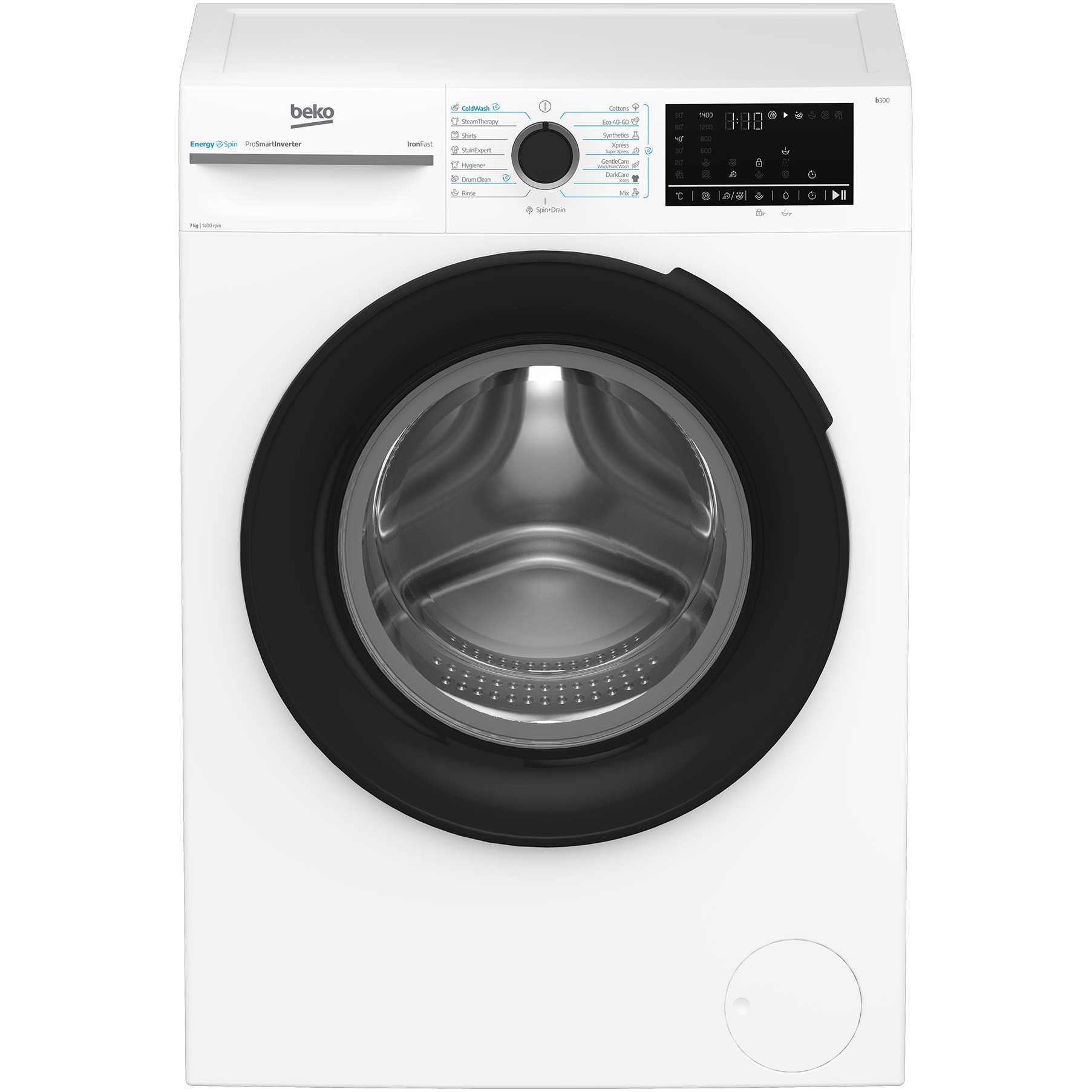 Fotografie Masina de spalat rufe Beko BM3WFSU47415WB, 7 kg, 1400 rpm, Clasa A, Motor ProSmart Inverter, SteamCure, AddXtra, EnergySpin, Coldwash, Alb