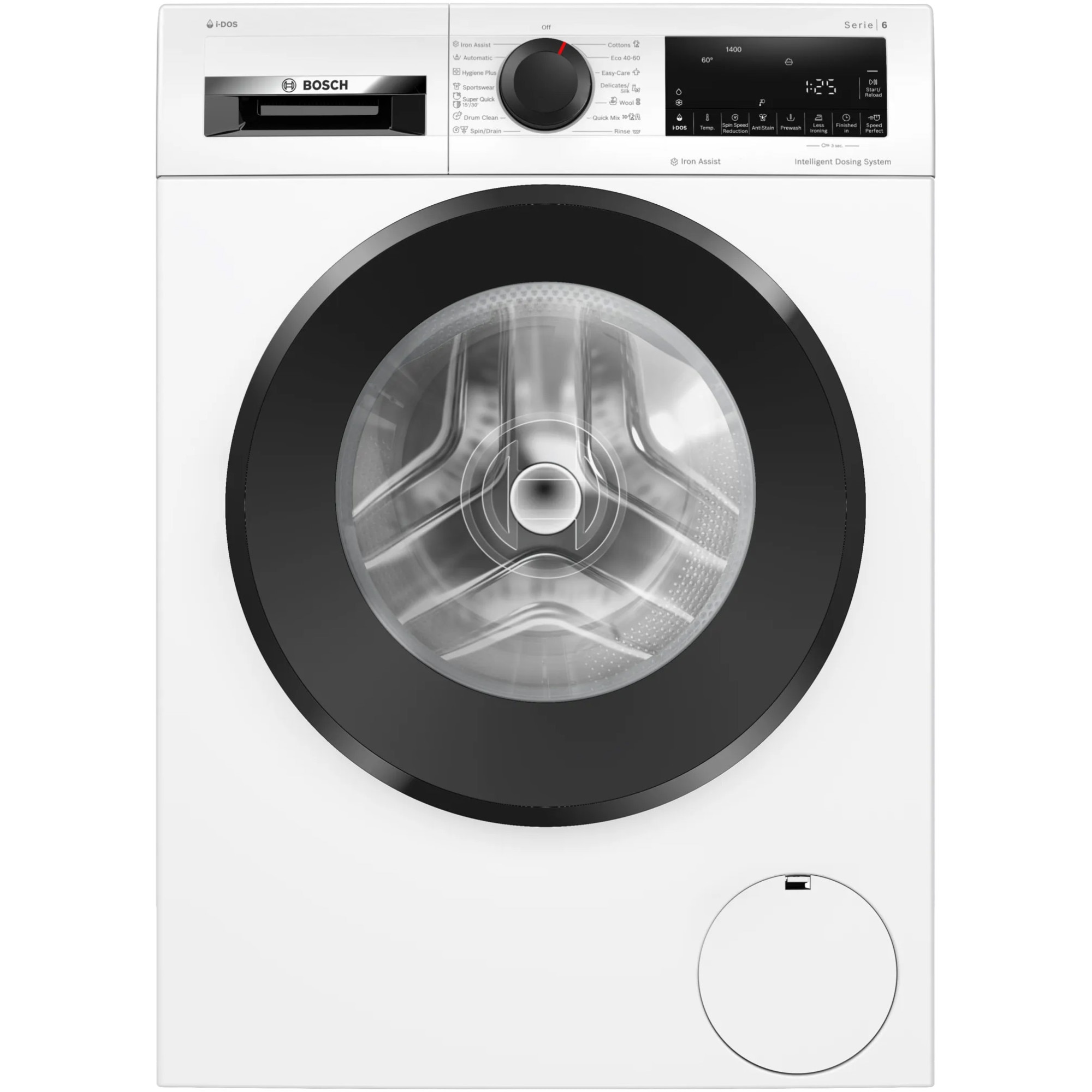 Fotografie Masina de spalat rufe Bosch WGG244F3BY, 9 kg, 1400 rpm, Clasa A, i-DOS, Iron Assist, Speed Perfect, Motor EcoSilence Drive, Alb
