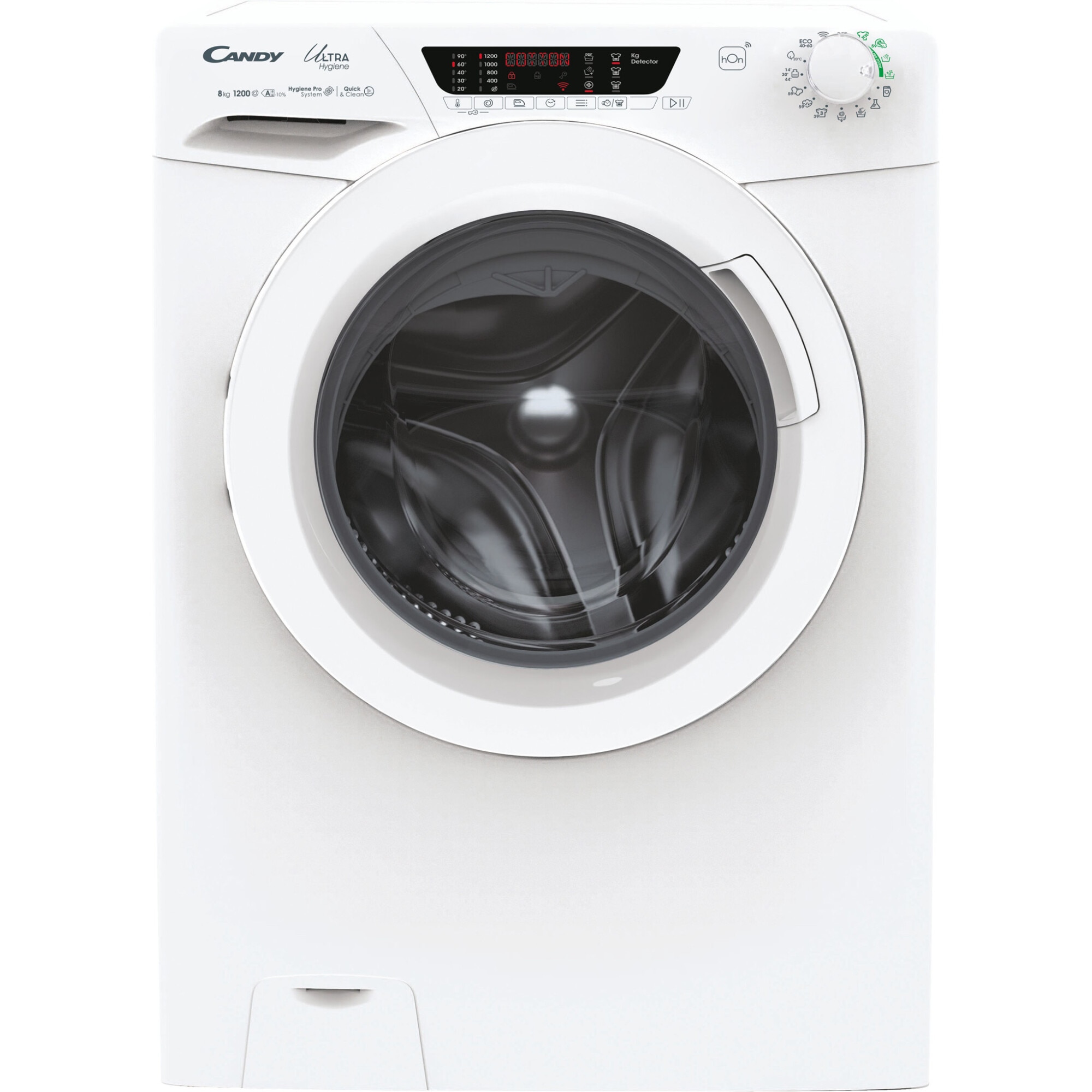 Fotografie Masina de spalat rufe Candy Ultra Hygiene HE 1284TWM6/1-S, 8 kg, 1200 RPM, Motor inverter, WiFi, Mix Power System, Clasa A, Alb