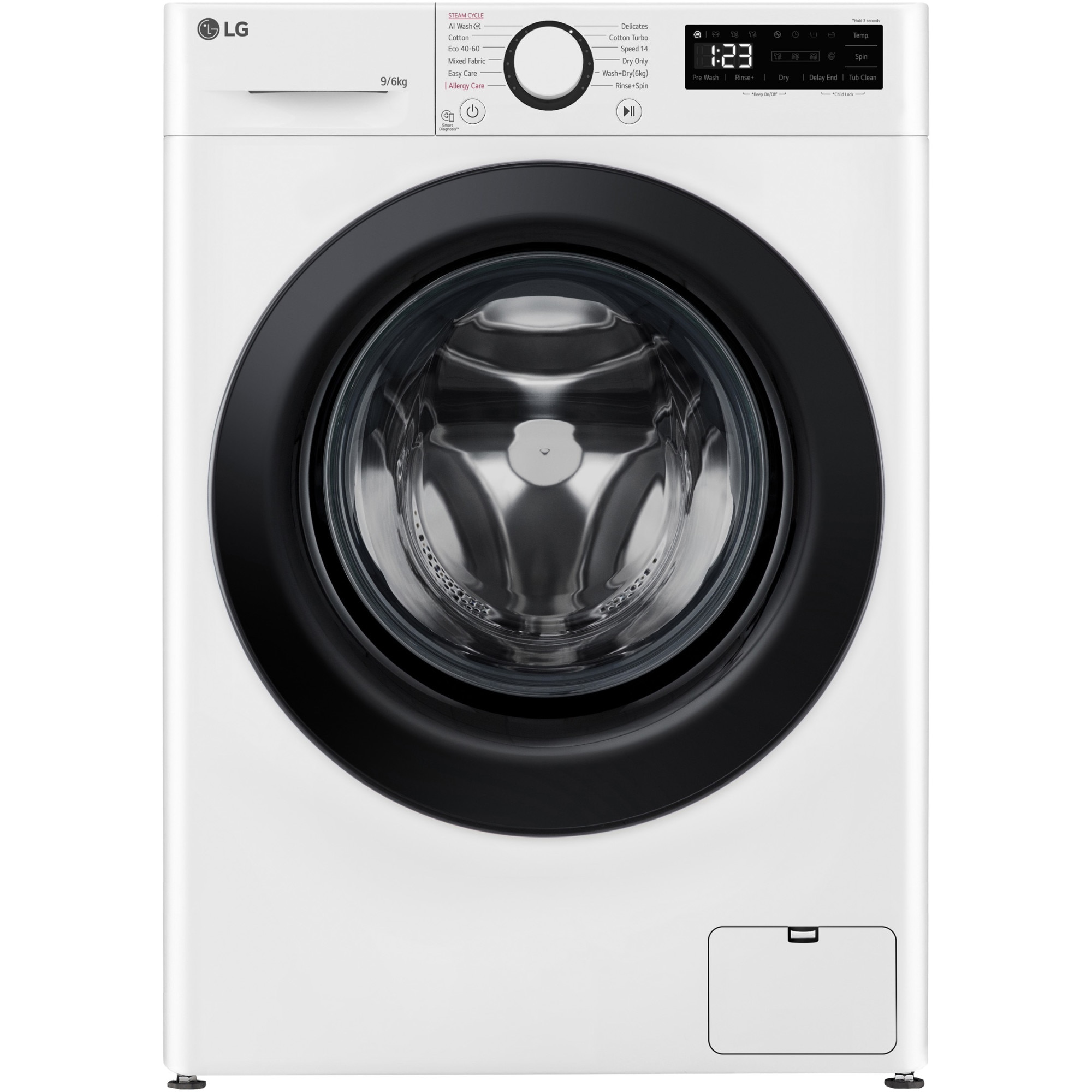 Fotografie Masina de spalat rufe cu uscator LG F4DR509SBW, 9 kg Spalare, 6 kg Uscare, 1400 rpm, Clasa B, Motor Direct Drive, Alb