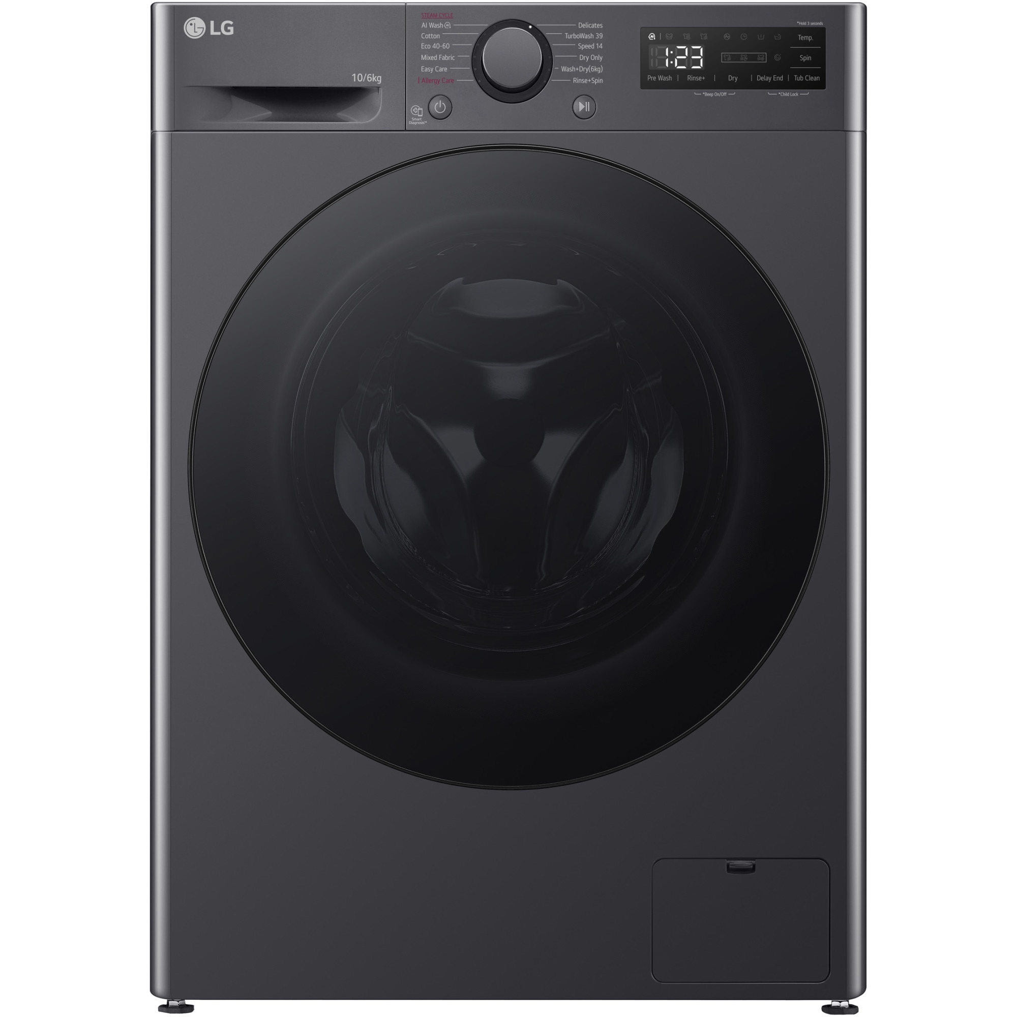 Fotografie Masina de spalat rufe cu uscator LG F4DR510S2M, 10 kg Spalare, 6 kg Uscare, 1400 rpm, Clasa D, Motor Direct Drive, TurboWash, Negru