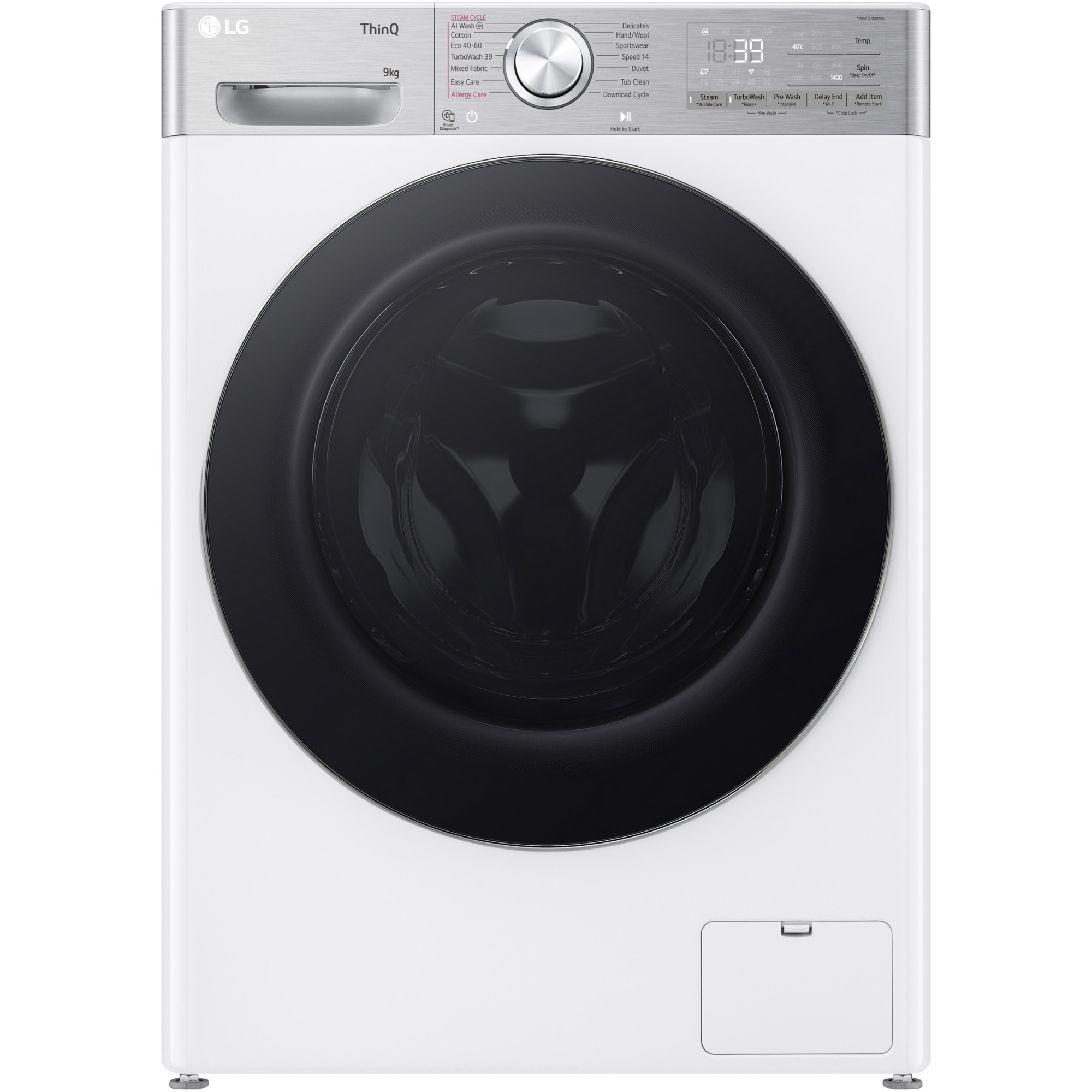 Fotografie Masina de spalat rufe LG F4WR909P3W, 9 kg, 1400 rpm, Clasa A, Motor Direct Drive, WiFi ,TurboWash, Smart Diagnosis, Alb