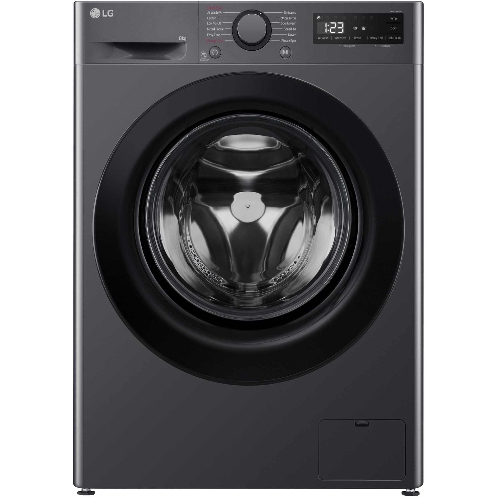 Fotografie Masina de spalat rufe Slim LG F2WR508SBM, 8 kg, 1200 rpm, Clasa A, Motor Direct Drive, Smart Diagnosis, Negru