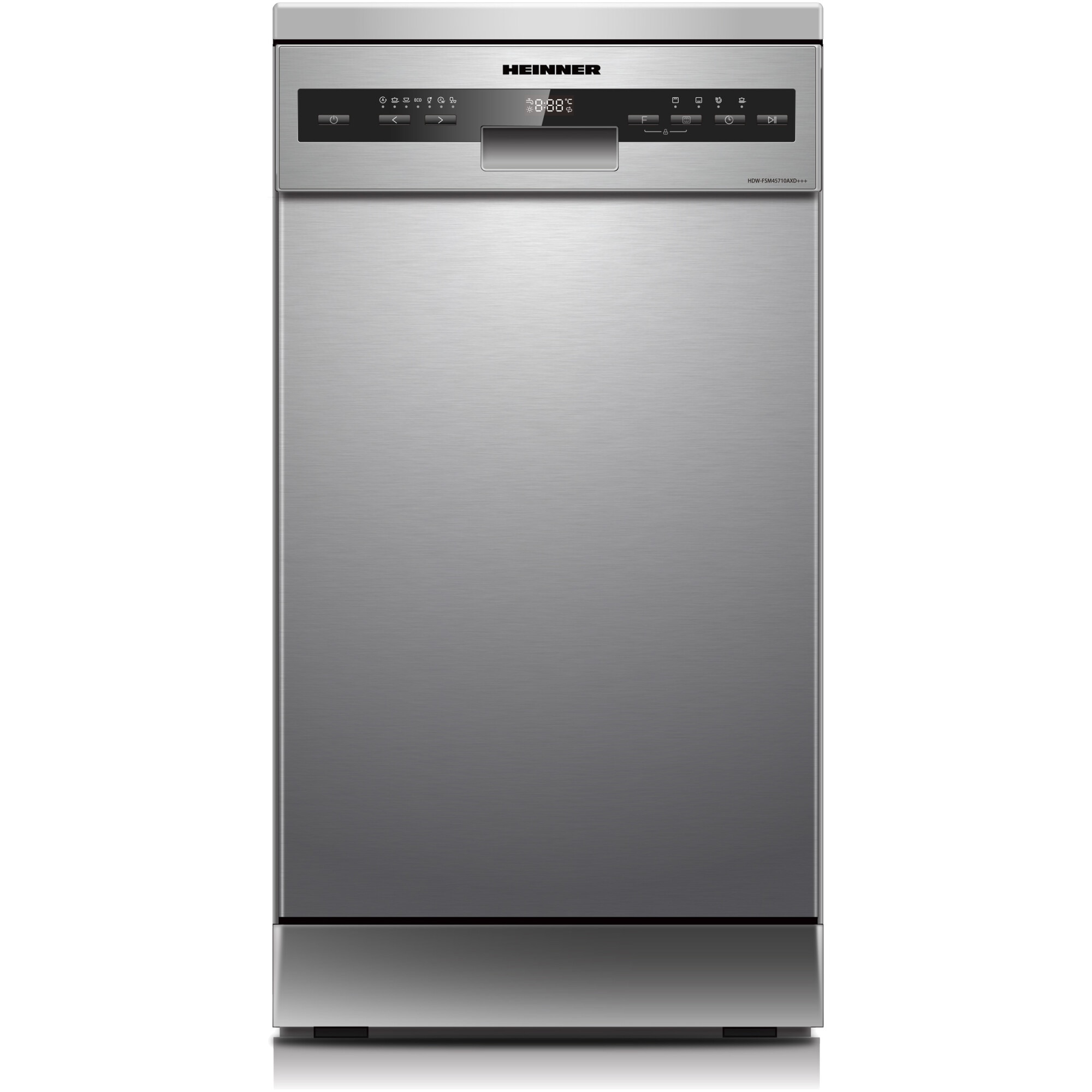 Fotografie Masina de spalat vase Heinner HDW-FSM45710AXD+++, 10 seturi, 7 programe, Auto-Door opening, Control electronic, Display LED, Clasa D, 45 cm, Inox