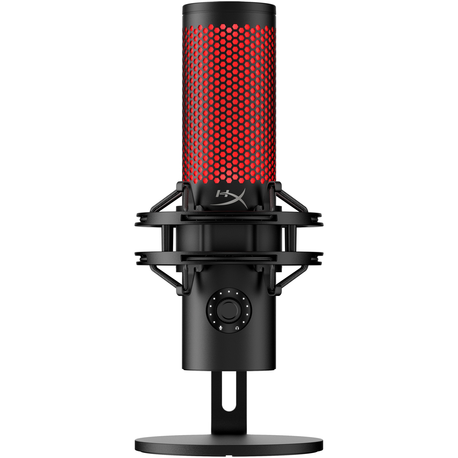 Fotografie Microfon HyperX QuadCast 2, USB-C, pentru gaming, streaming si podcasting, control on-board, iluminare LED, stand antișoc demontabil, PC/Mac/PS5/PS4, negru