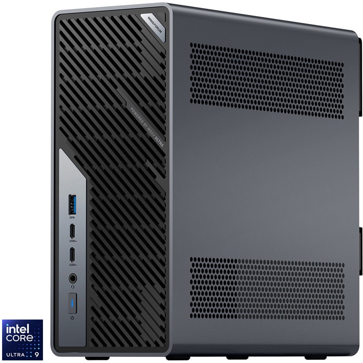 Fotografie Mini PC Minis Forum MS-02 Ultra cu procesor Intel® Core™ Ultra 9 285HX pana la 5.5GHz, fara RAM, fara stocare, Intel® Graphics, No OS