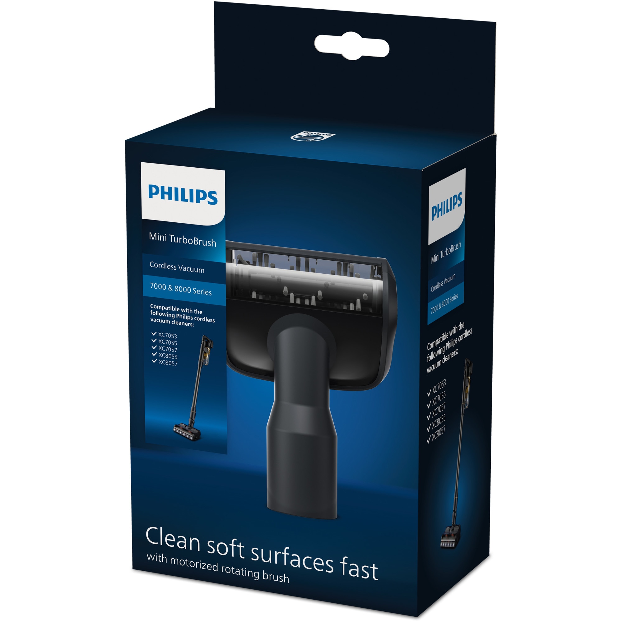 Fotografie Mini perie turbo Philips XV1684/01, compatibil cu gama Philips Aqua seriile 7000, 8000, pentru indepartarea parului de animale de pe tapiterie, scaune si covoare
