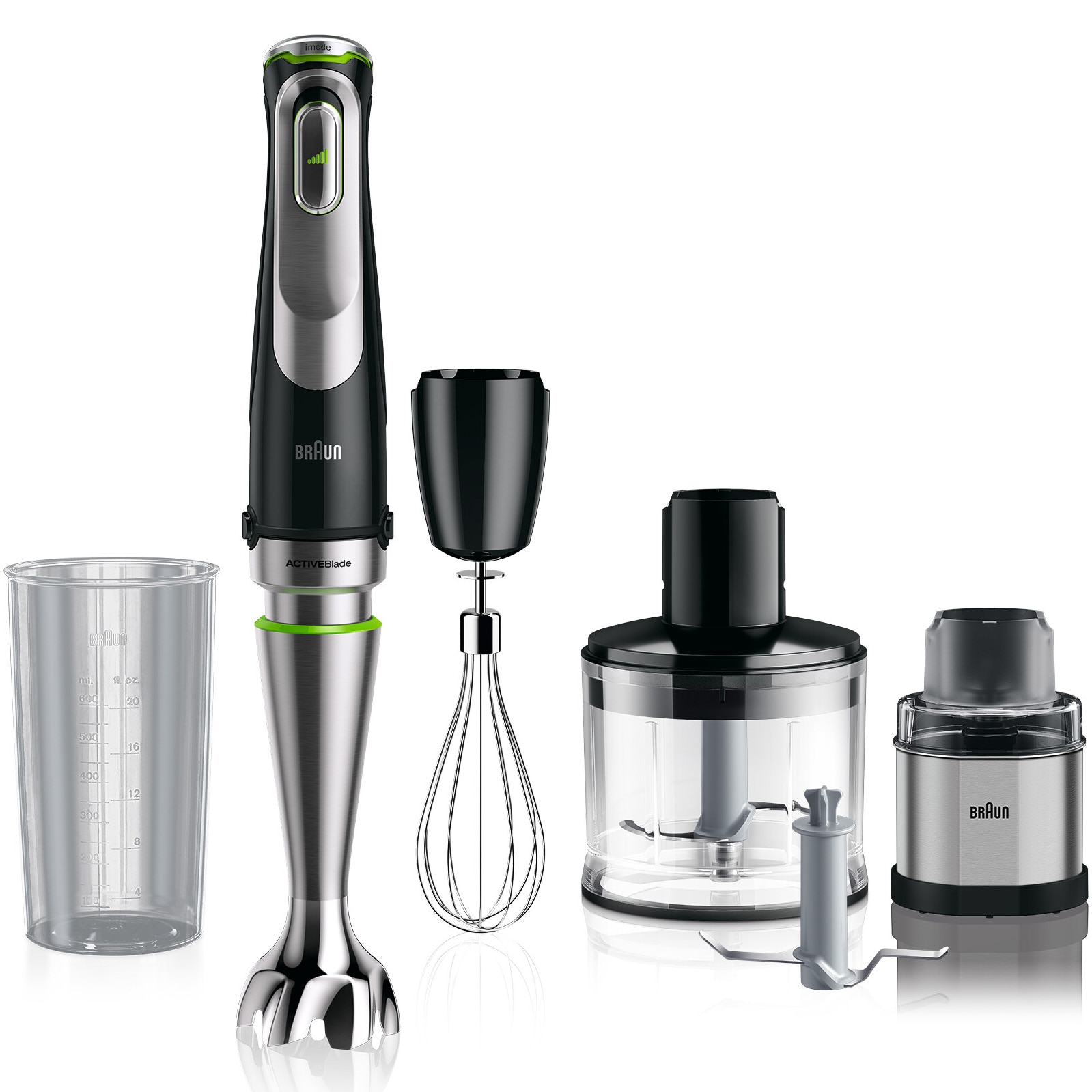 Fotografie Mixer vertical Braun MQ9138XI, 1200 W, viteza variabila SmartSpeed, Tocator 500ml, Pahar gradat 600 ml, Rasnita cafea/condimente, Tel, Negru