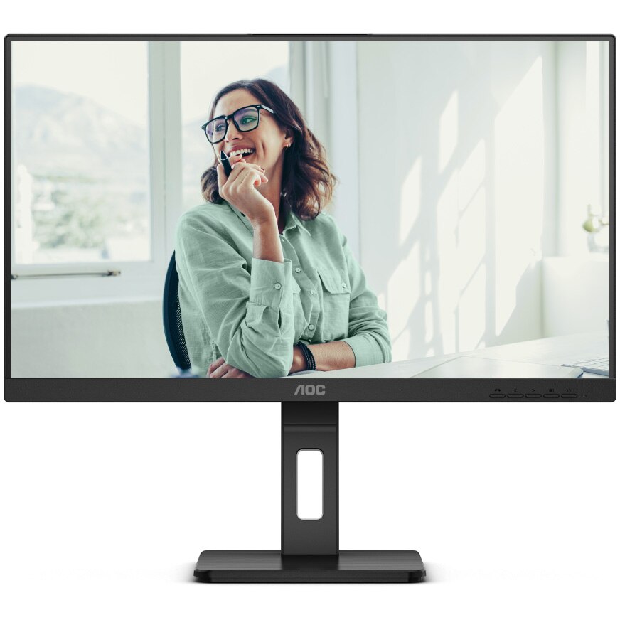 Fotografie Monitor AOC, 27", IPS, QHD, 75Hz, 4ms, FlickerFree, Boxe 2W x 2, HA, Pivot, HDMI, DisplayPort, DaisyChain, USB, hub, USC-C, RJ45, Q27P3CV, Negru