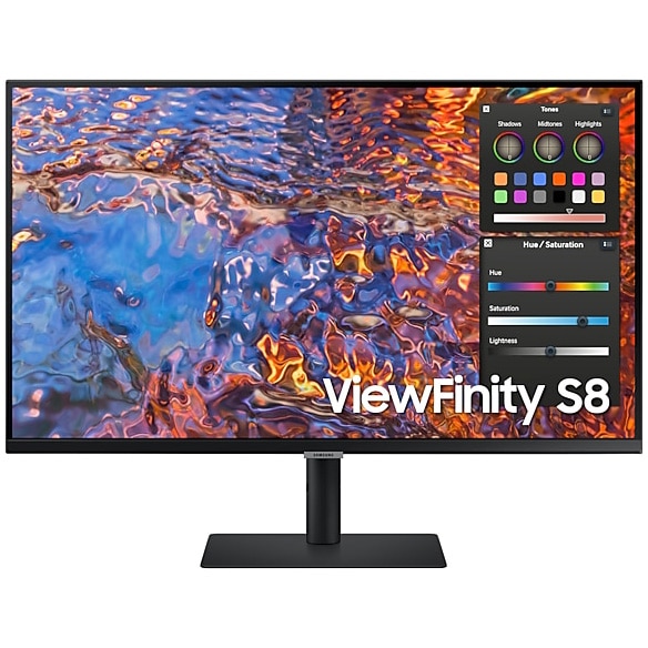 Fotografie Monitor Business Samsung ViewFinity S8 S80PB, 32", UHD (3840x2160), IPS, 60Hz, 5ms, VESA DisplayHDR 600, Flicker Free, Eye Saver Mode, PBP/PIP, Auto Source Switch+, Quantum Dot Color, HDMI, DisplayPort, USB-C 90W, USB Hub, LAN, Pivot, Negru