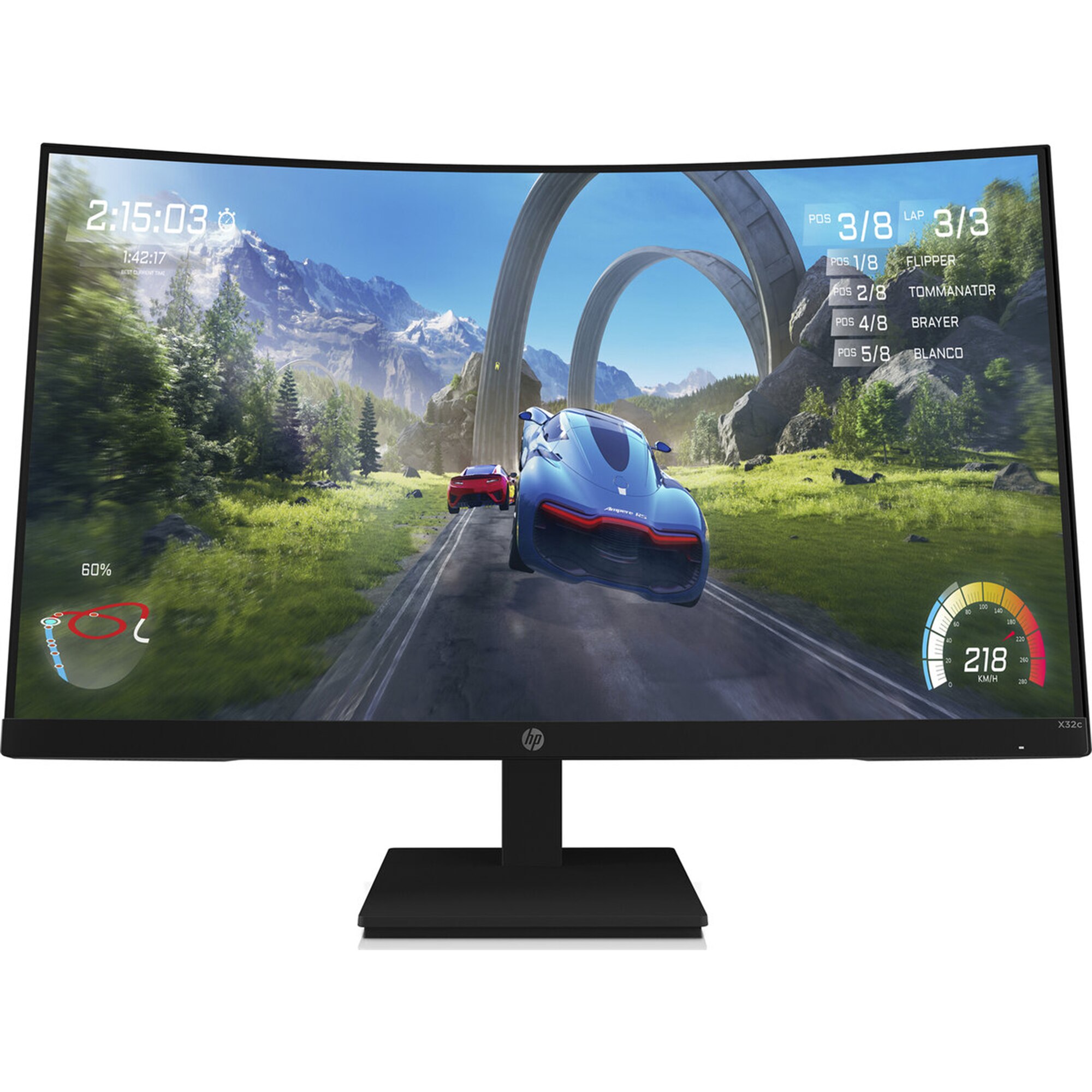 Fotografie Monitor Curbat Gaming LED VA HP X32C 31.5'' Full HD, 165Hz, 1ms, AMD Freesync™ Premium, 1500R curvature, Gaming Console Compatible, Display Port, 33K31AA
