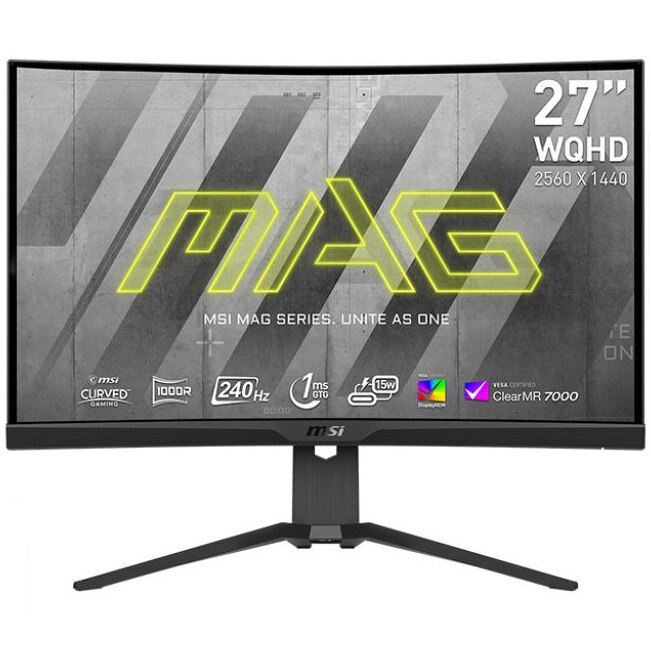 Fotografie Monitor Curbat Gaming MSI MAG 275CQRXF, 27" , WQHD, VA, 240Hz,1ms, HDMI, DisplayPort, Tilt