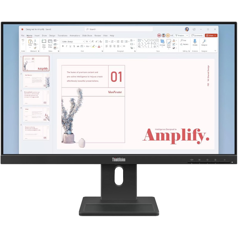 Fotografie Monitor LED Lenovo ThinkVision E24-40, 23.8", Full HD (1920x1080), IPS, 4ms GtG (Extreme mode) / 6ms GtG (Typical mode), 100Hz, Low Blue Light, Flicker Free, Difuzoare 2Wx2, HDMI, DP, VGA, Pivot, Raven Black
