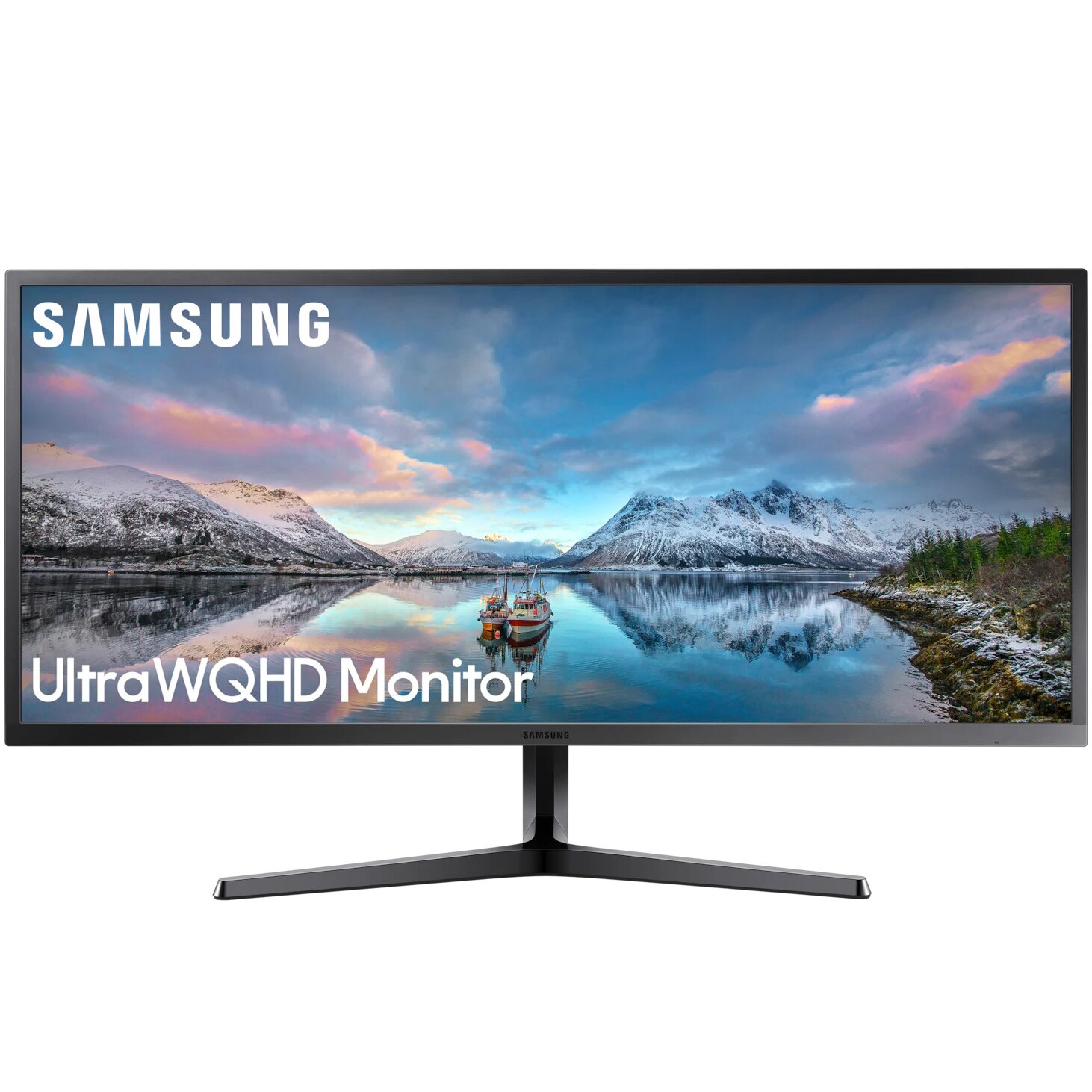 Fotografie Monitor LED VA Samsung 34", Ultra Wide QHD, DisplayPort, FreeSync, Vesa, Dark Blue Gray, LS34J550WQRXEN