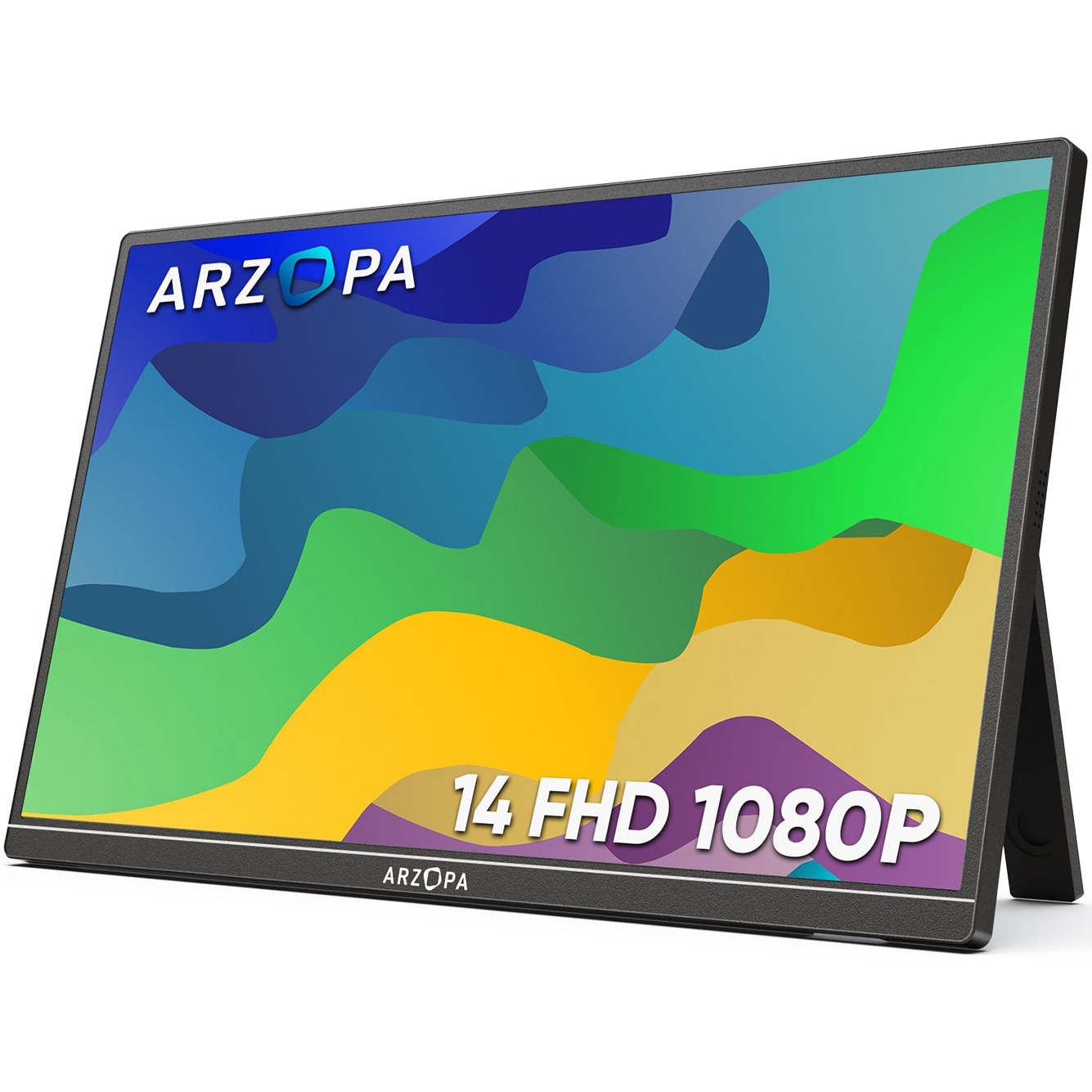 Fotografie Monitor portabil LED IPS Arzopa A1s 14", Full HD (1920x1080), 60Hz, Mini HDMI, USB-C, Boxe 1W x2, compatibil console, negru