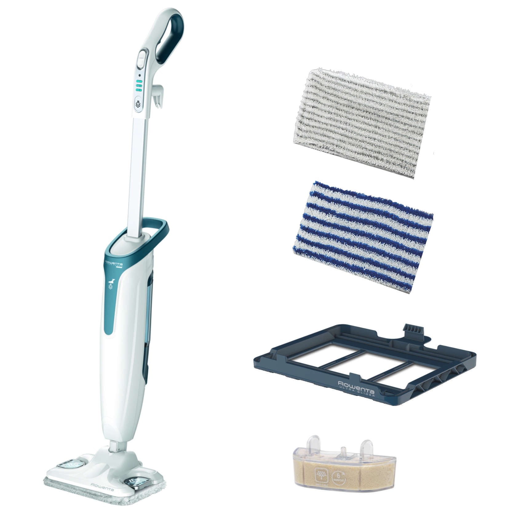 Fotografie Mop cu abur Rowenta RY6597WH Steam Power, 1200 W, 0.6 l, filtru anticalcar, 3 setari ale aburului, alb
