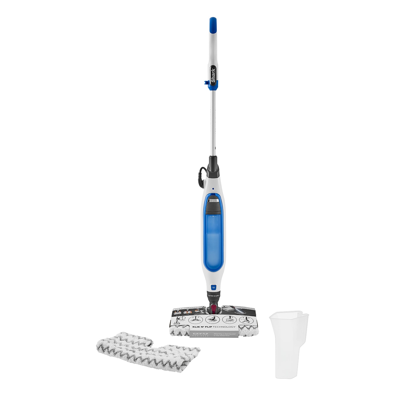 Fotografie Mop electric cu aburi Shark S6001EU, 1050W, 350ml, 2.7Kg, tehnologie Klick'n Flip, Steam Blast Mode, mop cu 2 fete, alb/ albastru