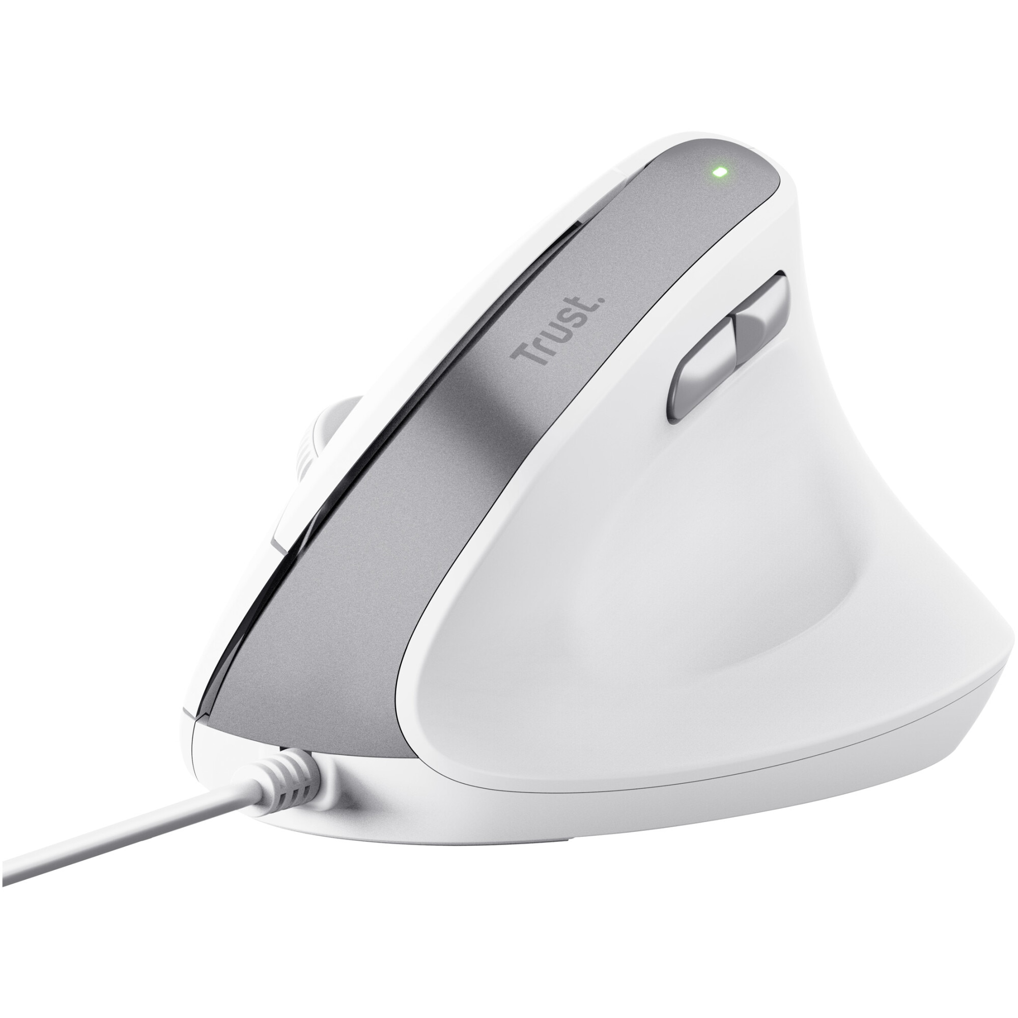 Fotografie Mouse cu fir Ergonomic Trust Bayo V2, silent click, 800-2400 DPI, cablu 1.5 m, USB-A, Alb