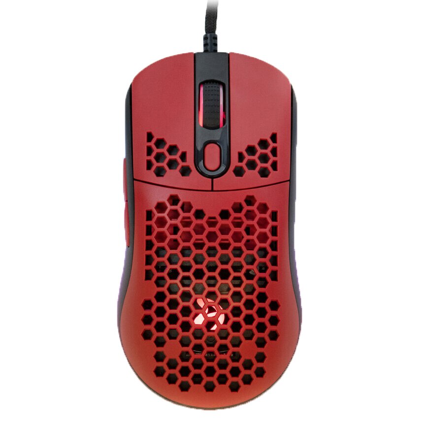 Fotografie Mouse gaming Arozzi FAVO, ultrausor 74g, cablu flexibil Paracord, iluminare RGB, Rosu