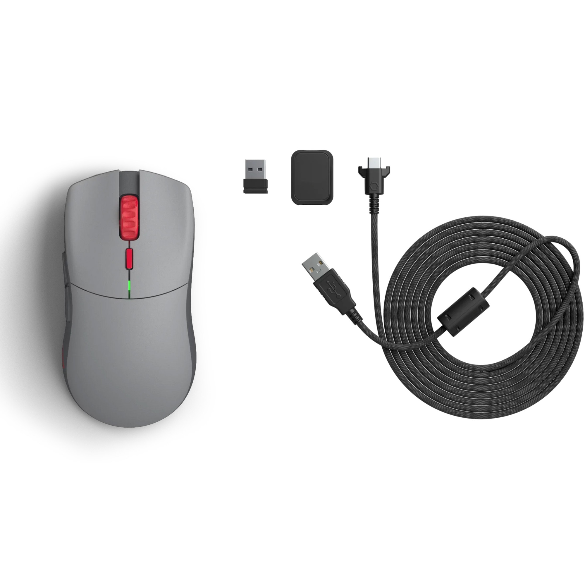 Fotografie Mouse gaming Glorious Series One PRO Wireless - Centauri - Forge, Ultrausor 50g, Gri mat, rosu