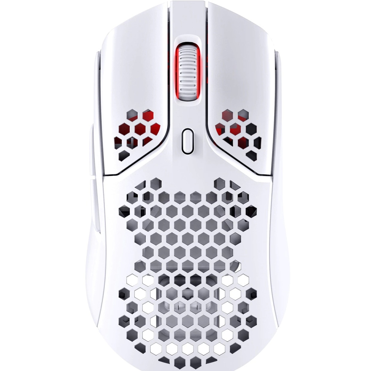 Fotografie Mouse gaming wireless HyperX Pulsefire Haste, 16000 DPI, ultrausor (59g), senzor Pixart 3335, 2,4Ghz, autonomie pana la 100 de ore, 6 butoane, software NGENUITY, PTFE skates, alb