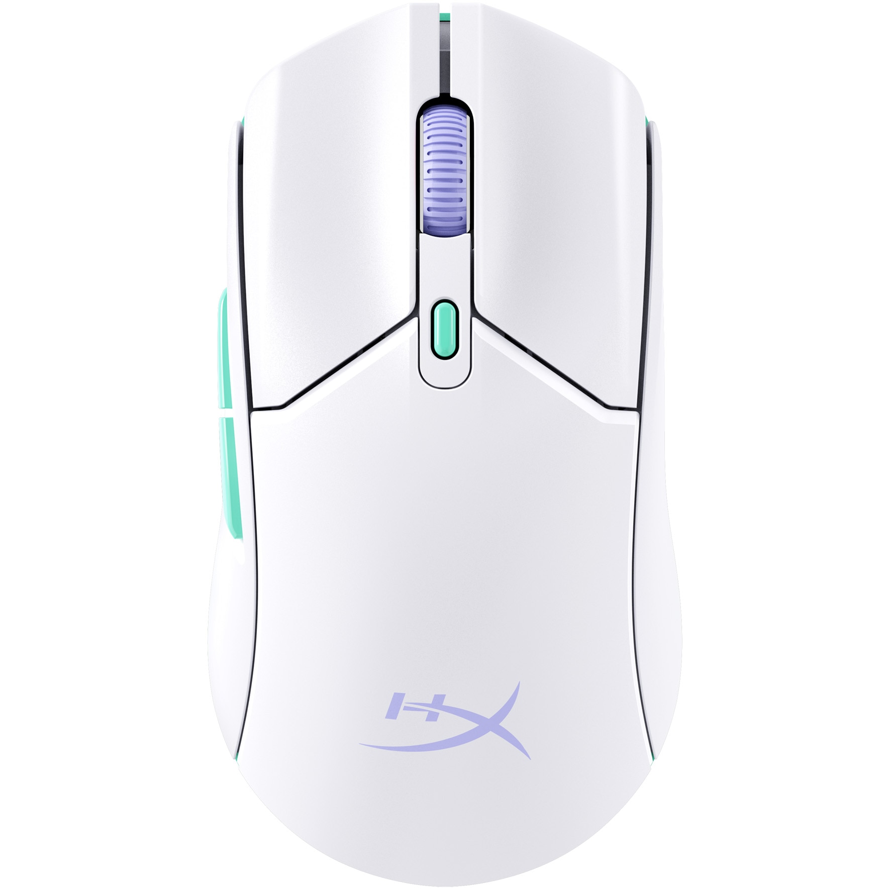Fotografie Mouse gaming wireless HyperX Pulsefire Haste 2 Core, 12000 DPI, ultrausor (70 g), 2,4GHz/Bluetooth 5.2, autonomie pana la 100 de ore, 6 butoane, software NGENUITY, PTFE skates, alb