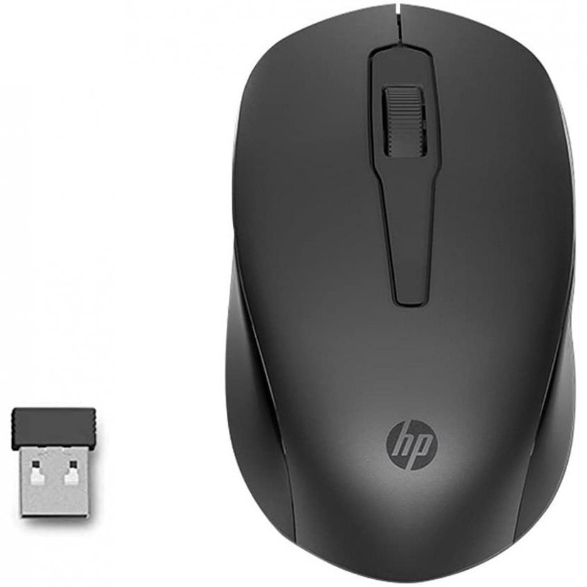 Fotografie Mouse wireless HP 150, dongle USB 2,4GHz, autonomie max. 10 luni, 1600 DPI, 3 butoane, baterie AAA inclusa, negru