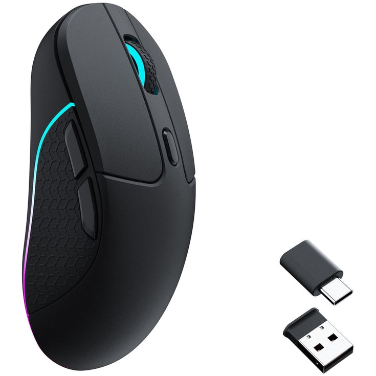 Fotografie Mouse wireless Keychron M3, 2.4GHz/Bluetooth, rezolutie pana la 30K DPI, senzor Pixart 3395, iluminare RGB, 79g, Windows/MacOS, negru