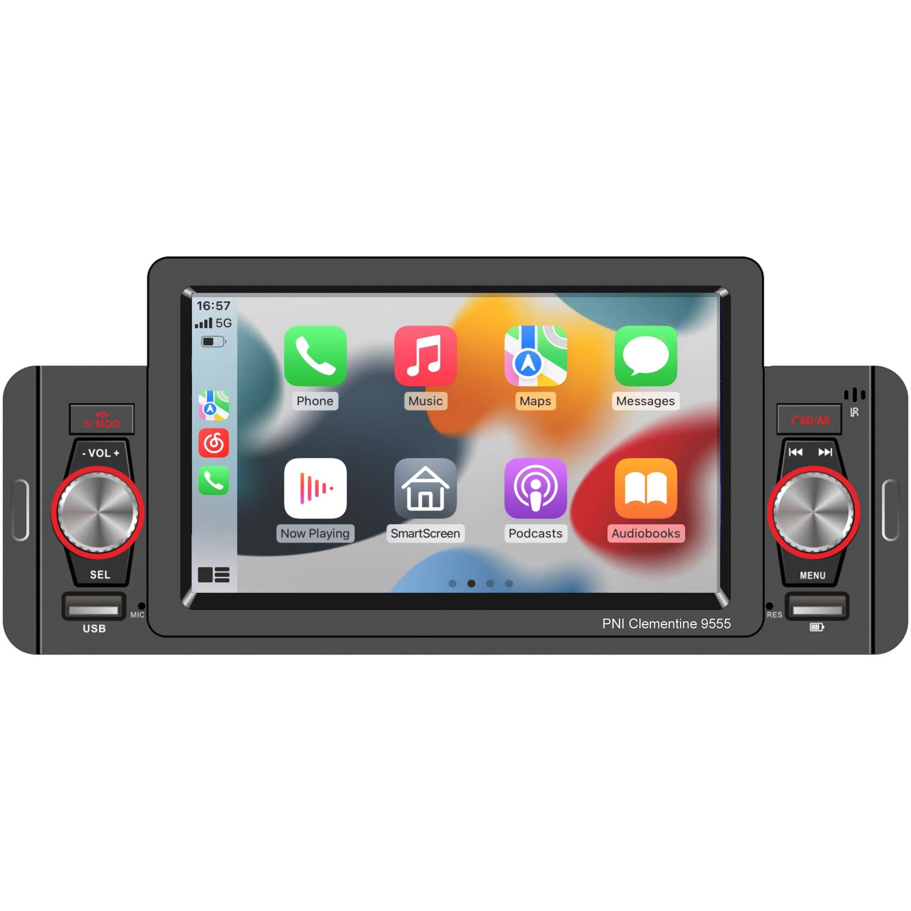 Fotografie MP5 player auto PNI Clementine 9555 1DIN display 5 inch 4 x 50W, Bluetooth, radio FM, Carplay, functie RDS