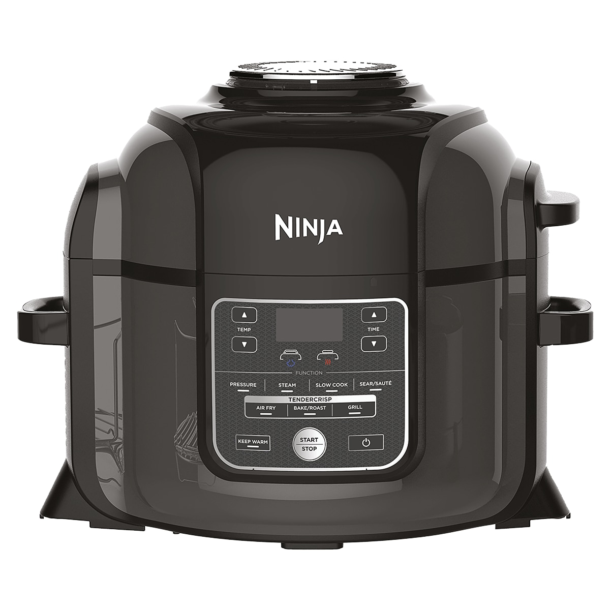 Fotografie Multicooker Ninja Foodi 7in1 OP300, 1460W, 6l, 7 functii de gatit, Airfryer, gatire sub presiune, functie de gatit cu abur, functie Saute, pastrare la cald, timer, 65.5-240°C, 2 preparate simultan, gri/negru