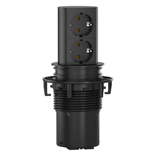 Fotografie Multipriza incorporabila Bachmann Elevator, 2 prize, 16A, 250V, IP20, cablu H05VV-F3G1.5mm², cordon 2m, Negru