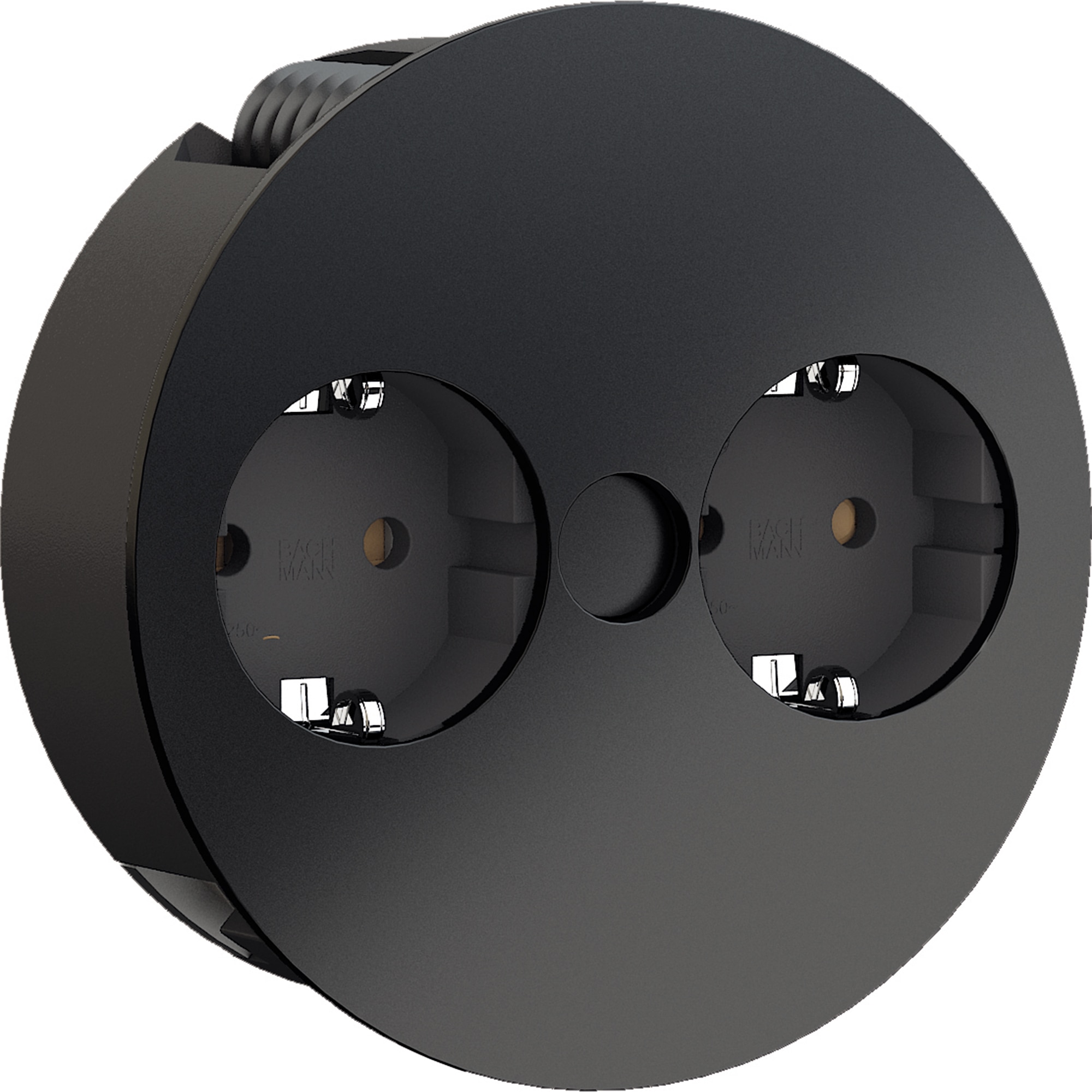 Fotografie Multipriza incorporabila Bachmann Twist 2S, pentru blat de bucatarie, 2 prize, cordon 2m, H05VV-F 3G1.5mm+ fisa montabila, Negru