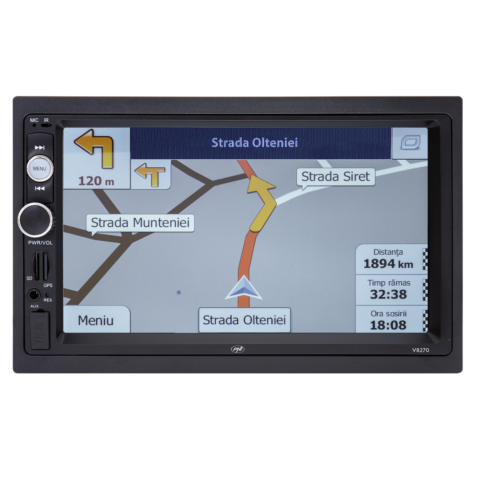 Fotografie Navigatie multimedia PNI V8270 2 DIN cu GPS MP5, touch screen 7 inch, radio FM, Bluetooth, Mirror Link, AUX, USB, microSD