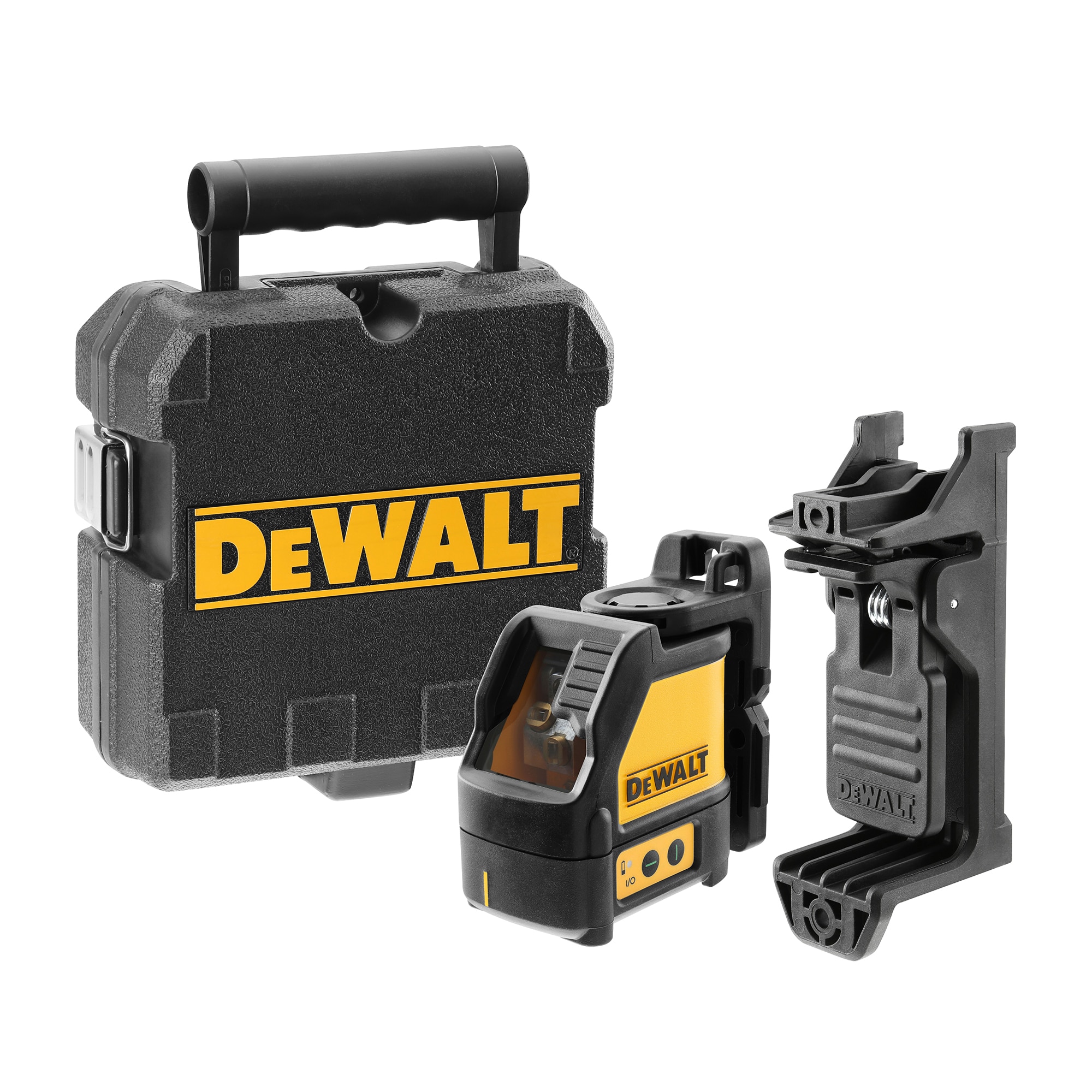 Fotografie Nivela laser cu raza verde linii incrucisate DeWALT DW088CG, interval de vizibilitate 0-20 m, clasa laser 2, standard protectie IP 54, suport pentru perete, cutie transport, functionare cu baterii AA x3 incluse