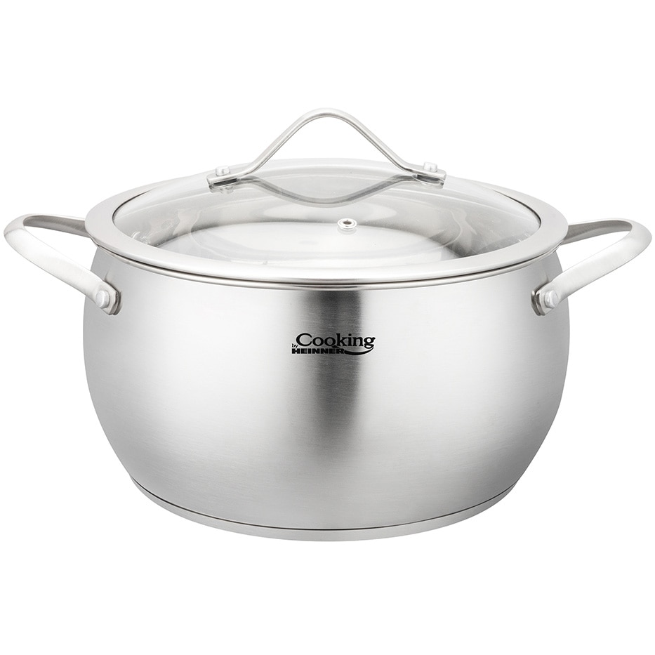 Fotografie Oala cu capac sticla Cooking by Heinner - Origini Chef Nicolai Tand, inox, inductie, 22 x 11.5 cm, 4.3 L