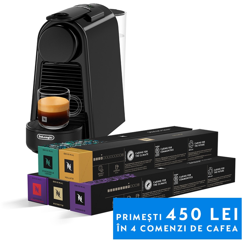 Fotografie Pachet Nespresso Essenza Mini by De’Longhi, negru + 50 de capsule de cafea Nespresso