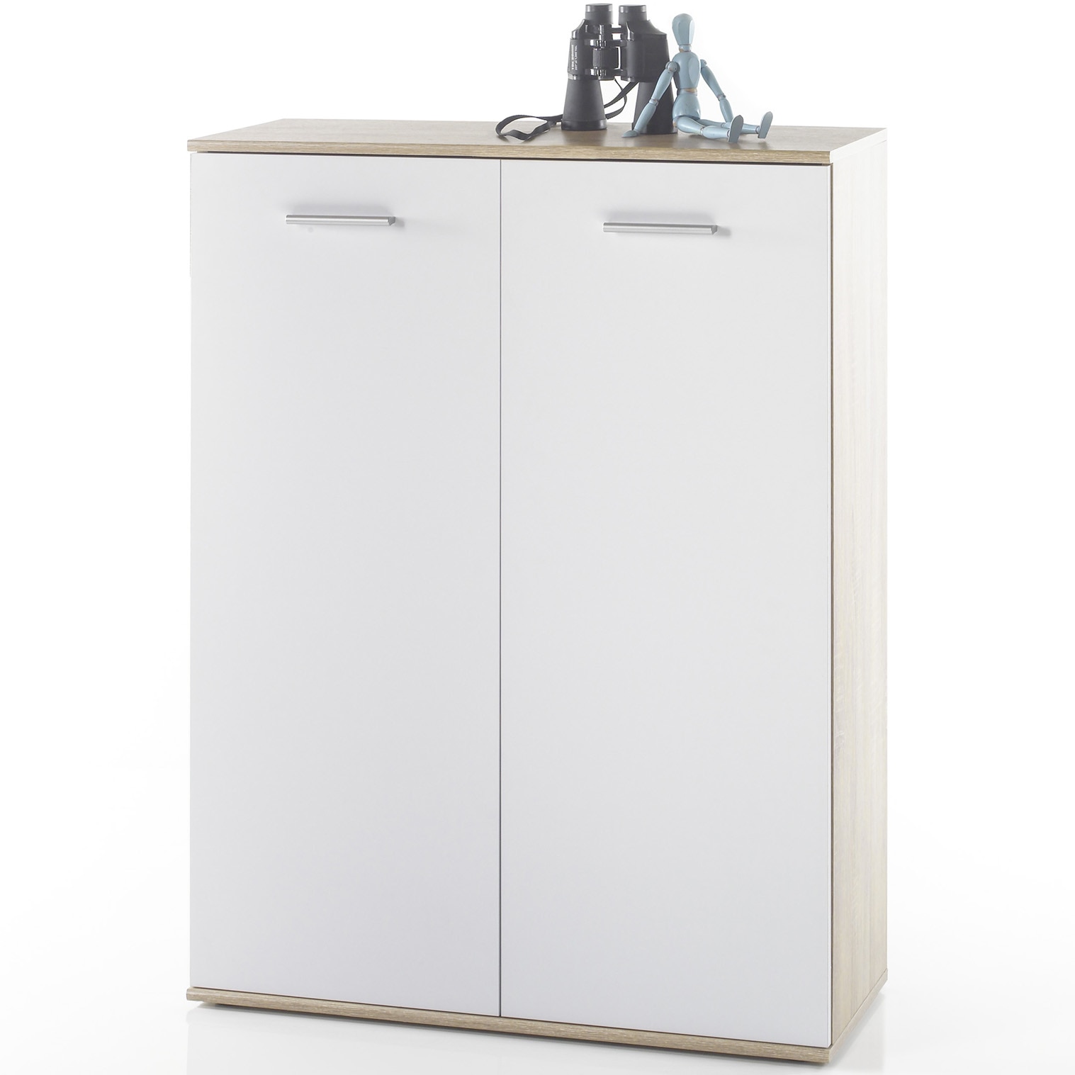 Fotografie Pantofar/Dulap incaltaminte MANOLO 1, dimensiuni 90x118x35 cm, culoare sonoma/alb