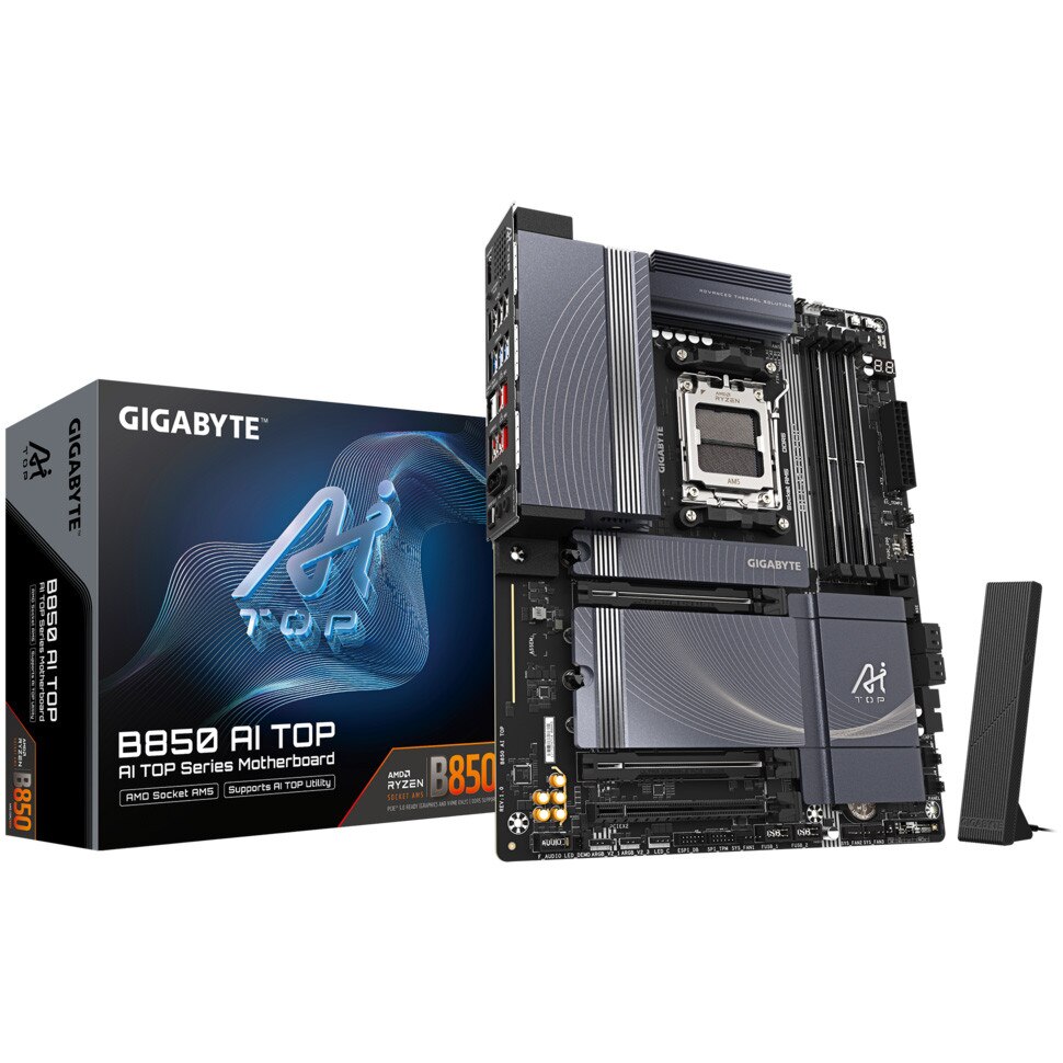 Fotografie Placa de baza GIGABYTE B850 AI TOP, AM5, DDR5, Wi-Fi, BT, ATX, Negru